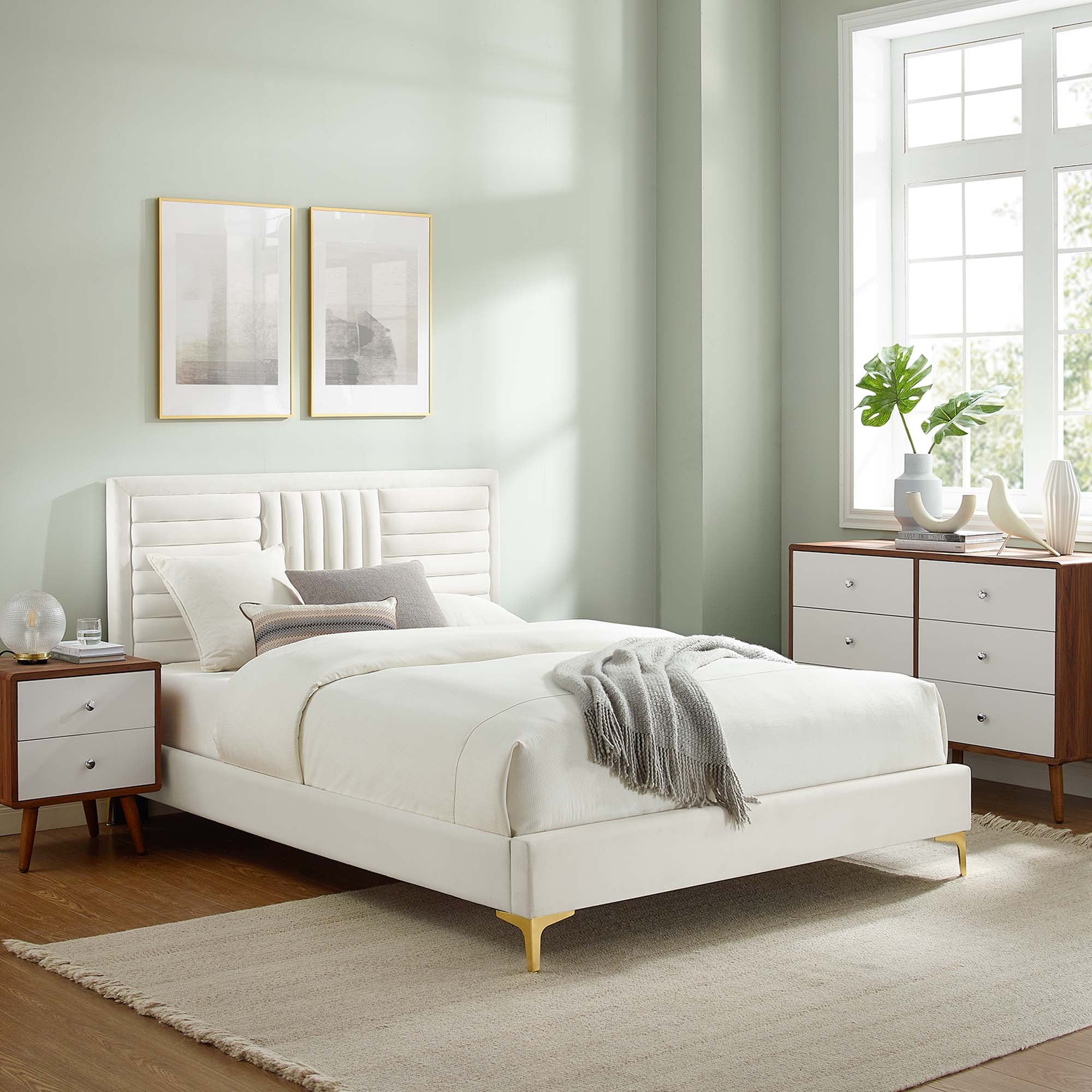 Modway Sofia Channel Tufted Performance Velvet King Platform Bed