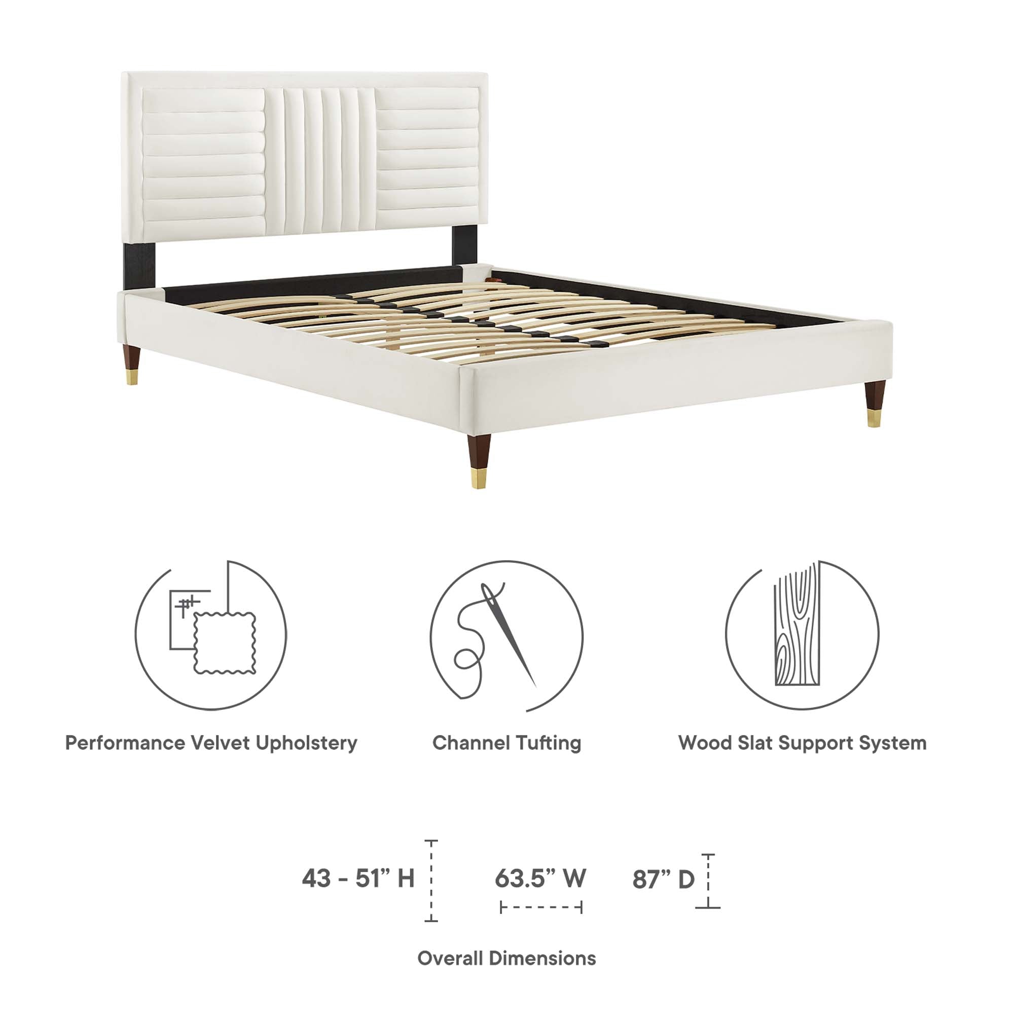 Modway Sofia Channel Tufted Performance Velvet King Platform Bed