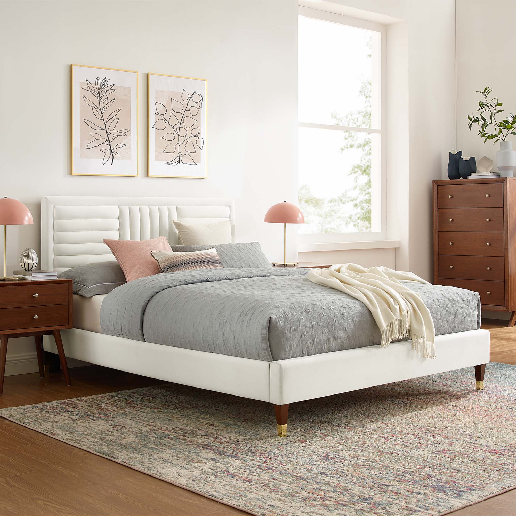 Modway Sofia Channel Tufted Performance Velvet King Platform Bed