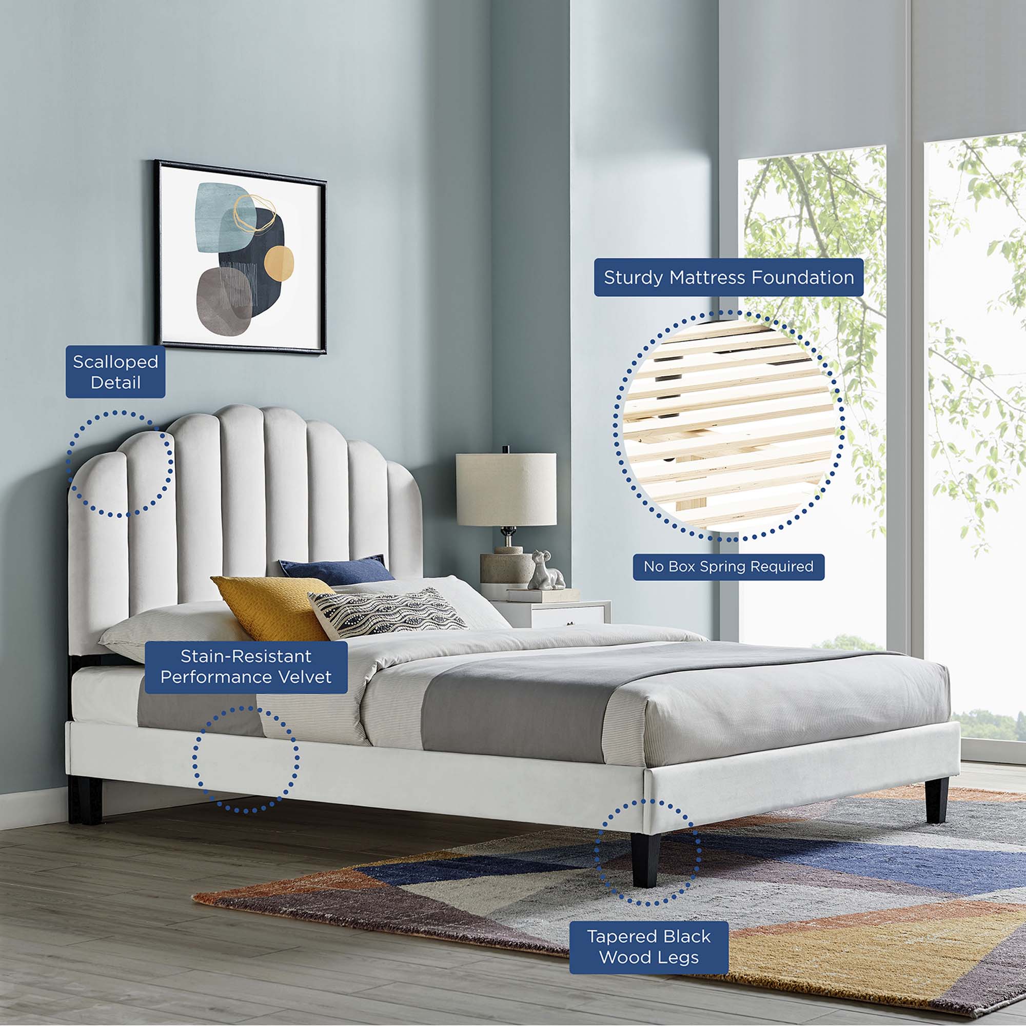 Modway Daisy Performance Velvet Full Platform Bed