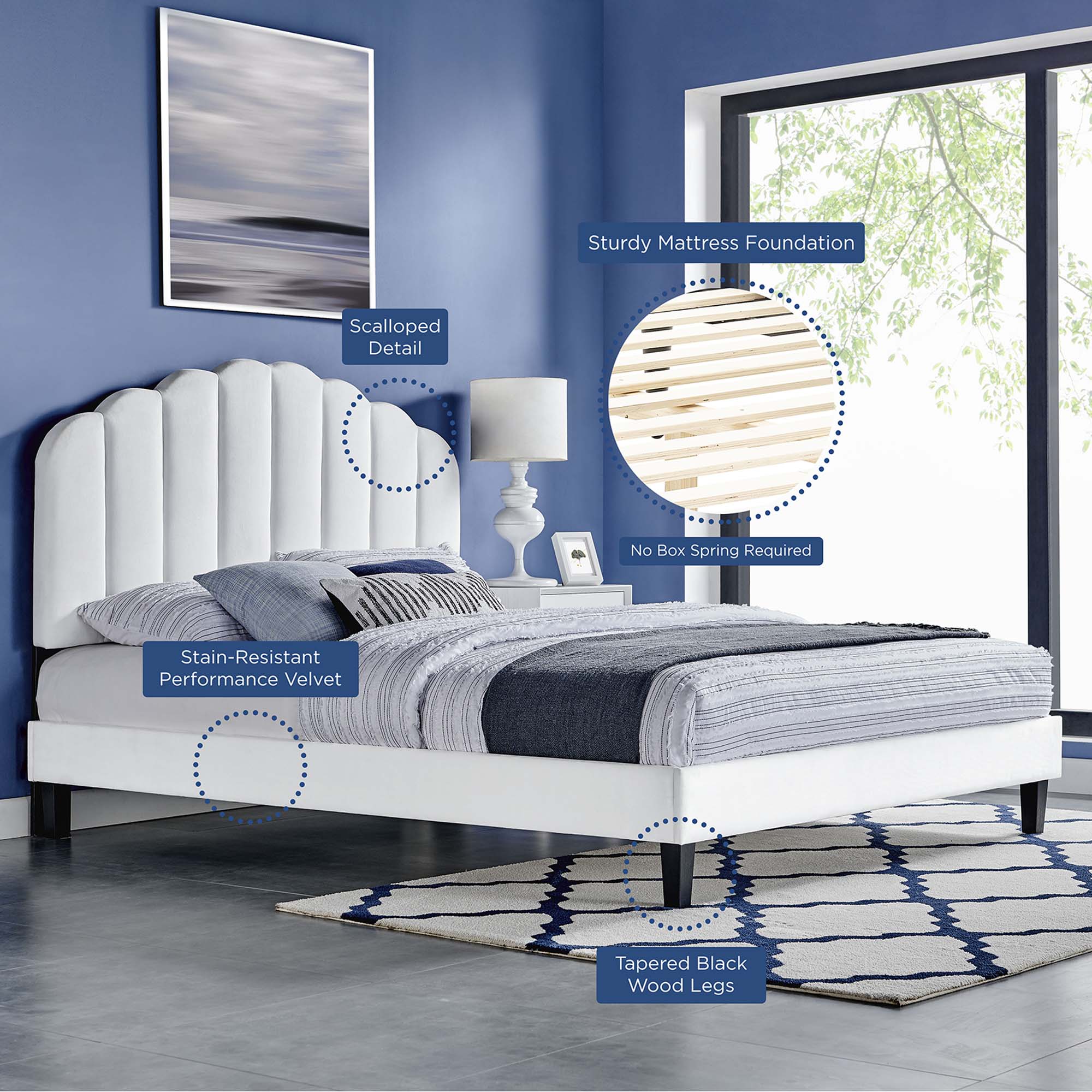 Modway Daisy Performance Velvet Full Platform Bed