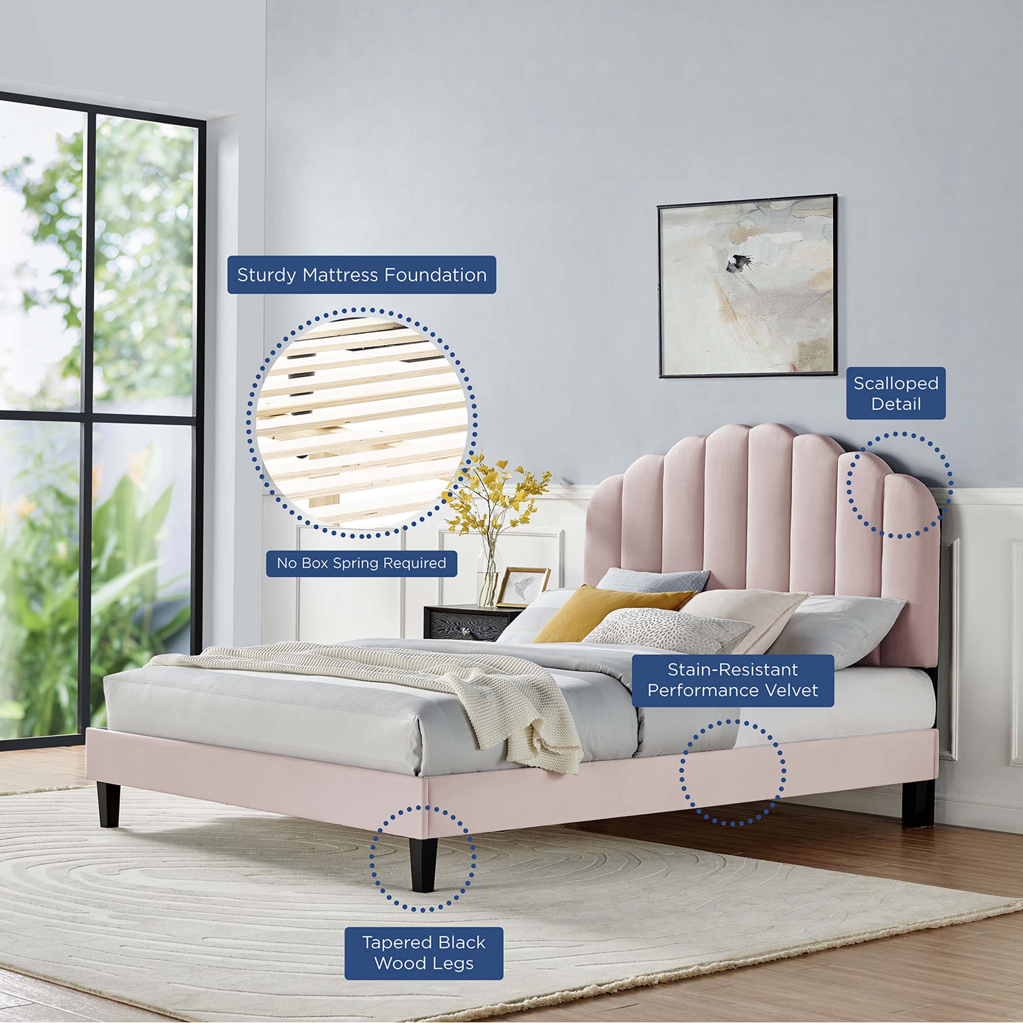 Modway Daisy Performance Velvet Twin Platform Bed