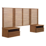 Modway Render Wall Mount Twin Headboard and Modern Nightstands