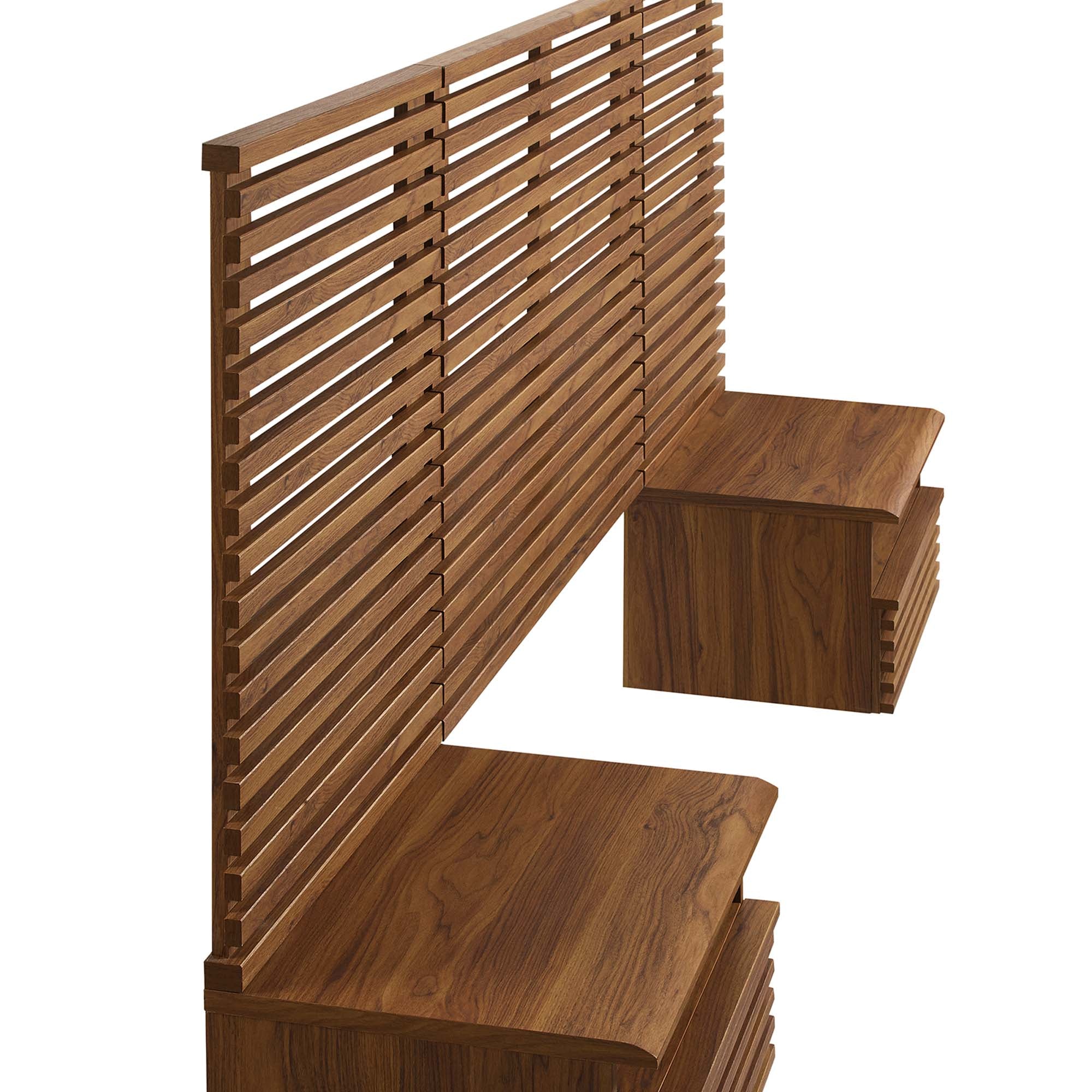 Modway Render Wall Mount Twin Headboard and Modern Nightstands