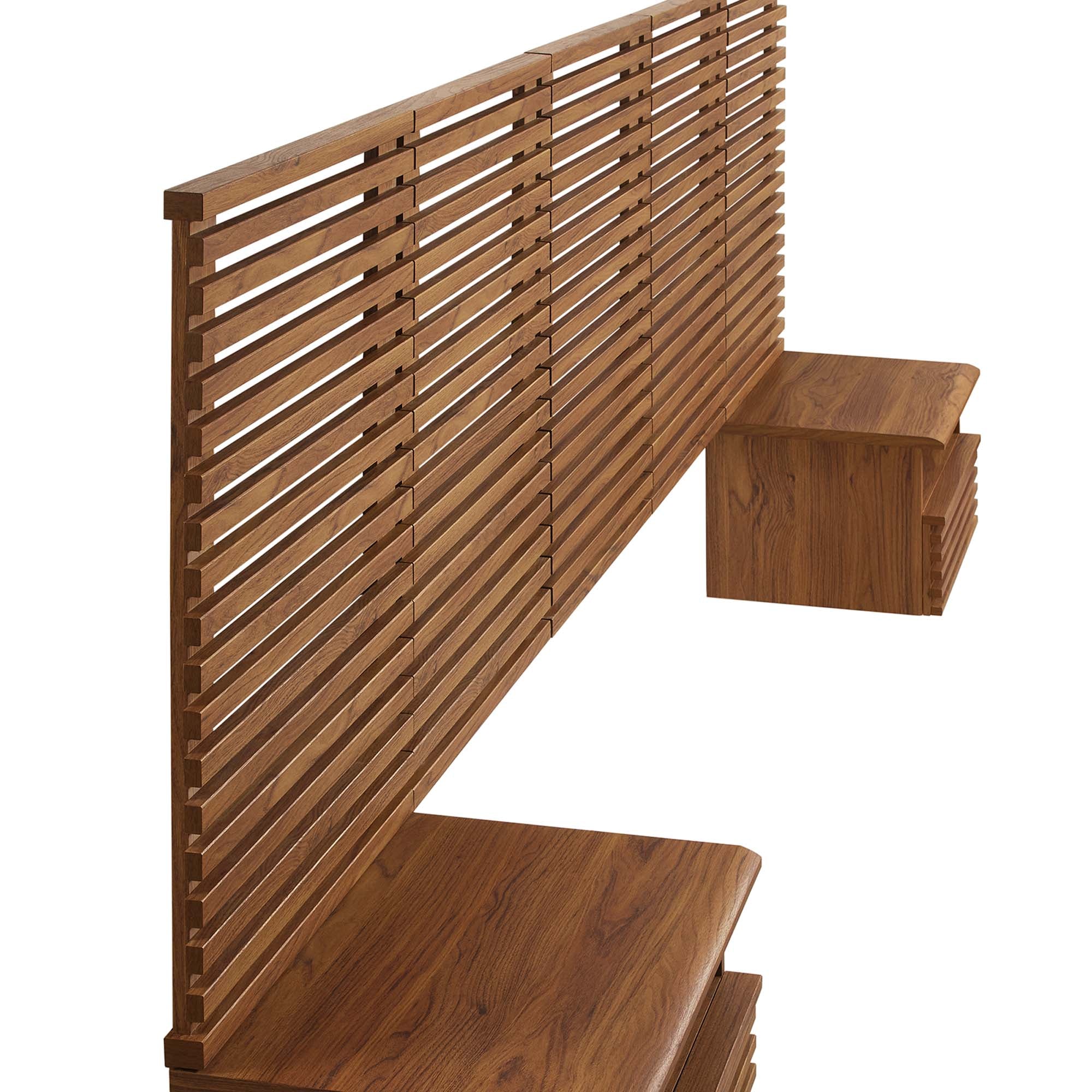 Modway Render Wall Mount Queen Headboard and Modern Nightstands