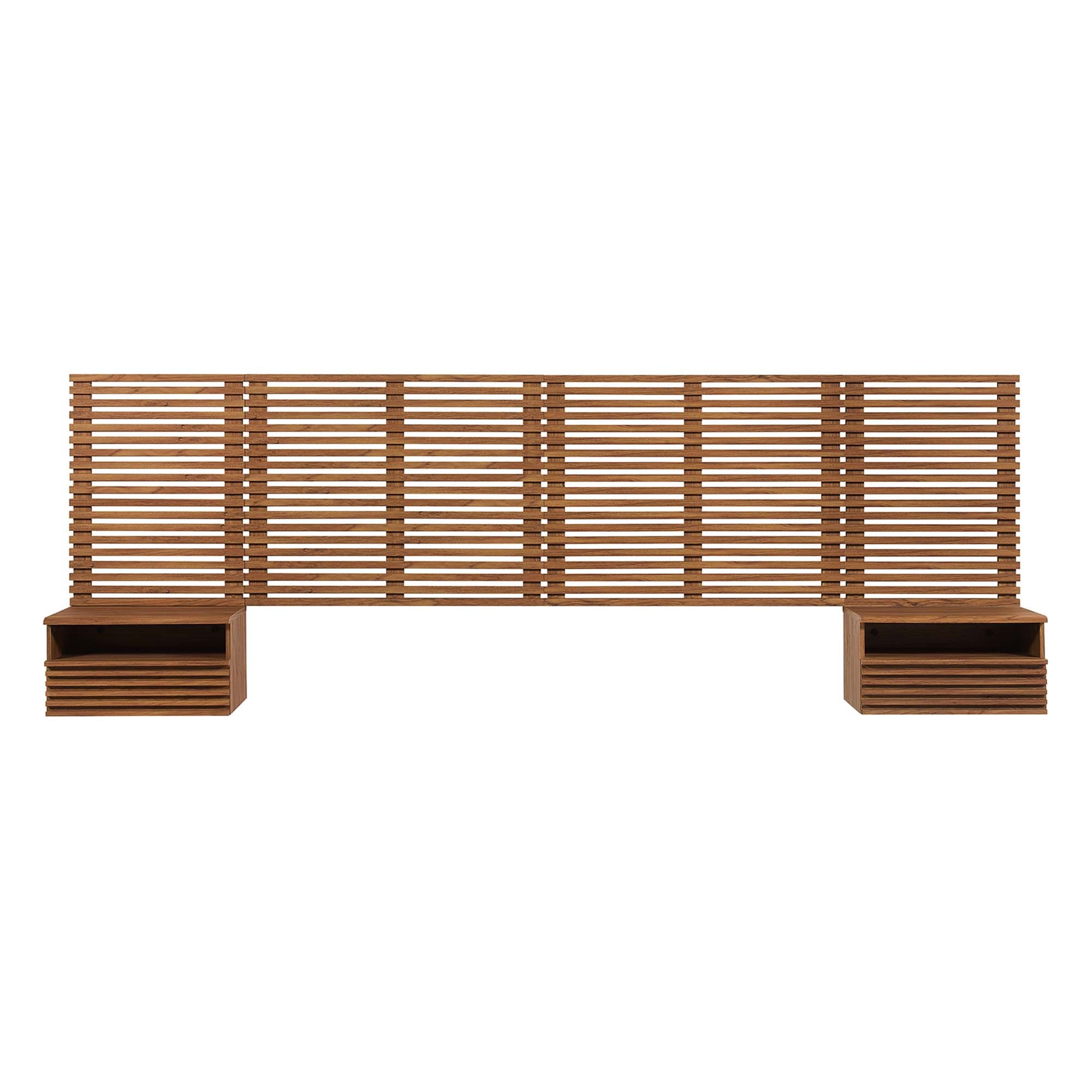 Modway Render Wall Mount King Headboard and Modern Nightstands