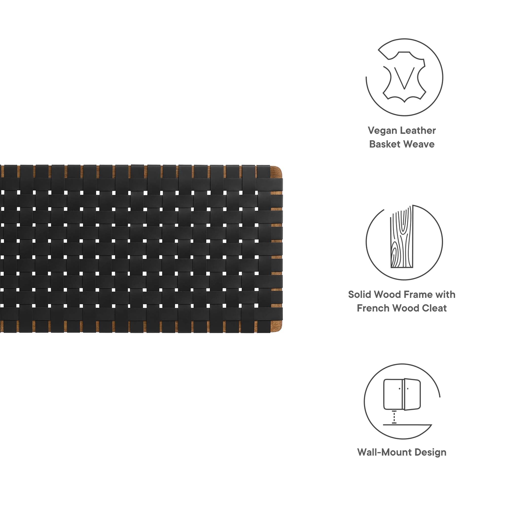 Modway Sparta Weave Wall-Mount Vegan Leather King Headboard
