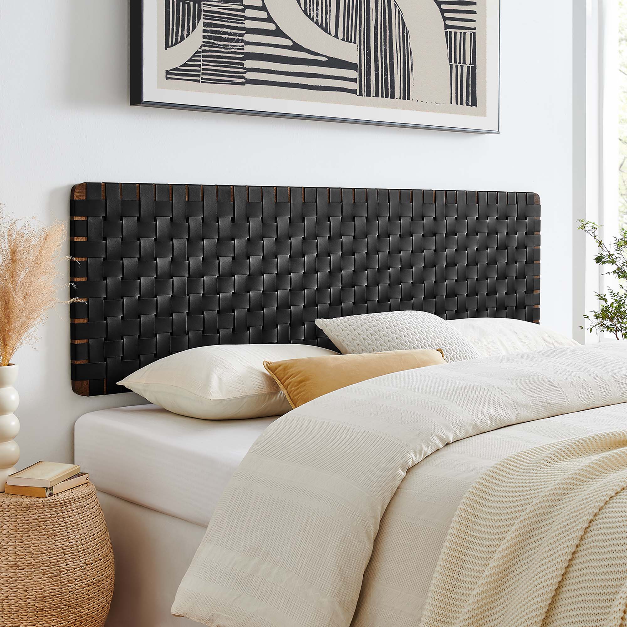 Modway Sparta Weave Wall-Mount Vegan Leather King Headboard