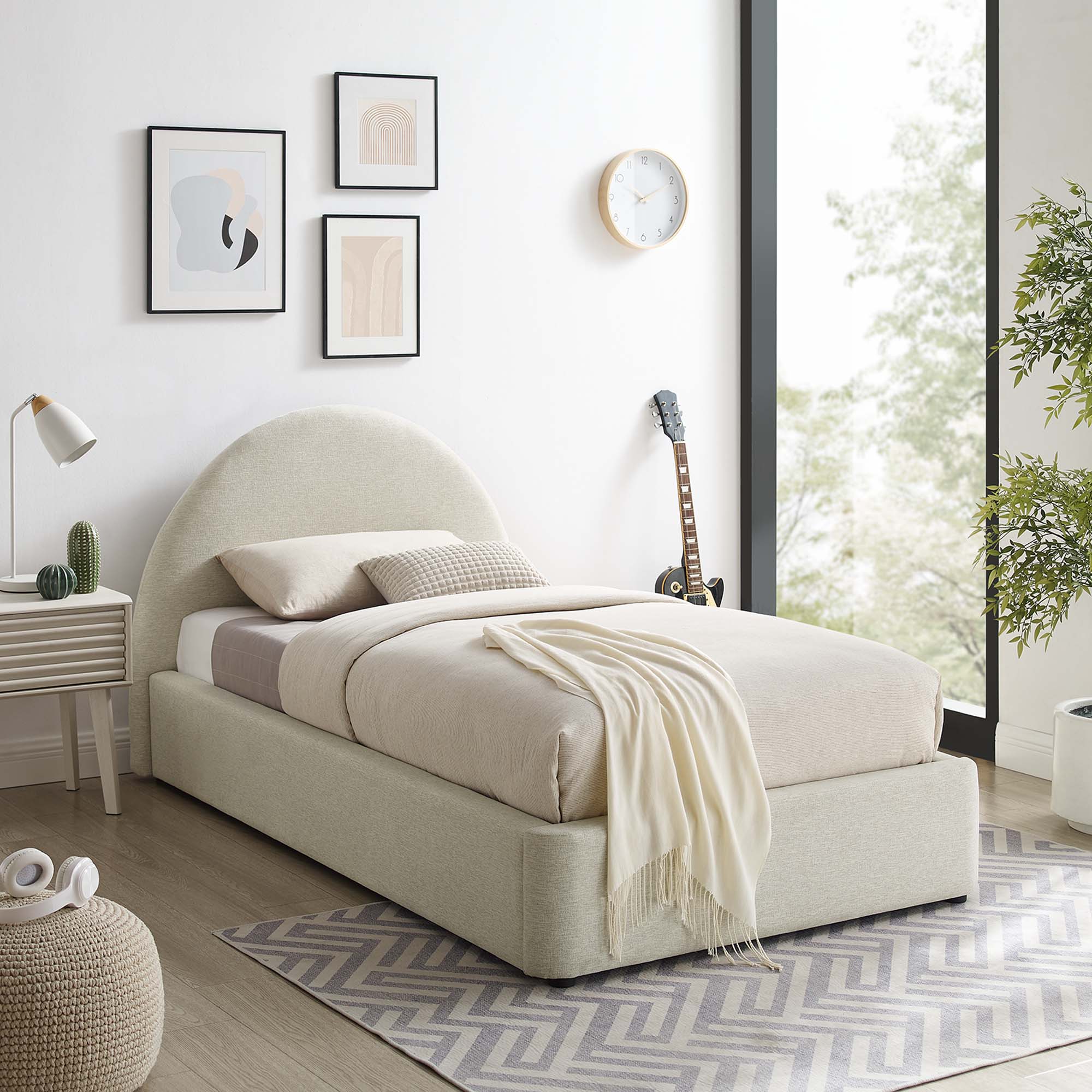 Modway Resort Upholstered Fabric Arched Round Twin Platform Bed