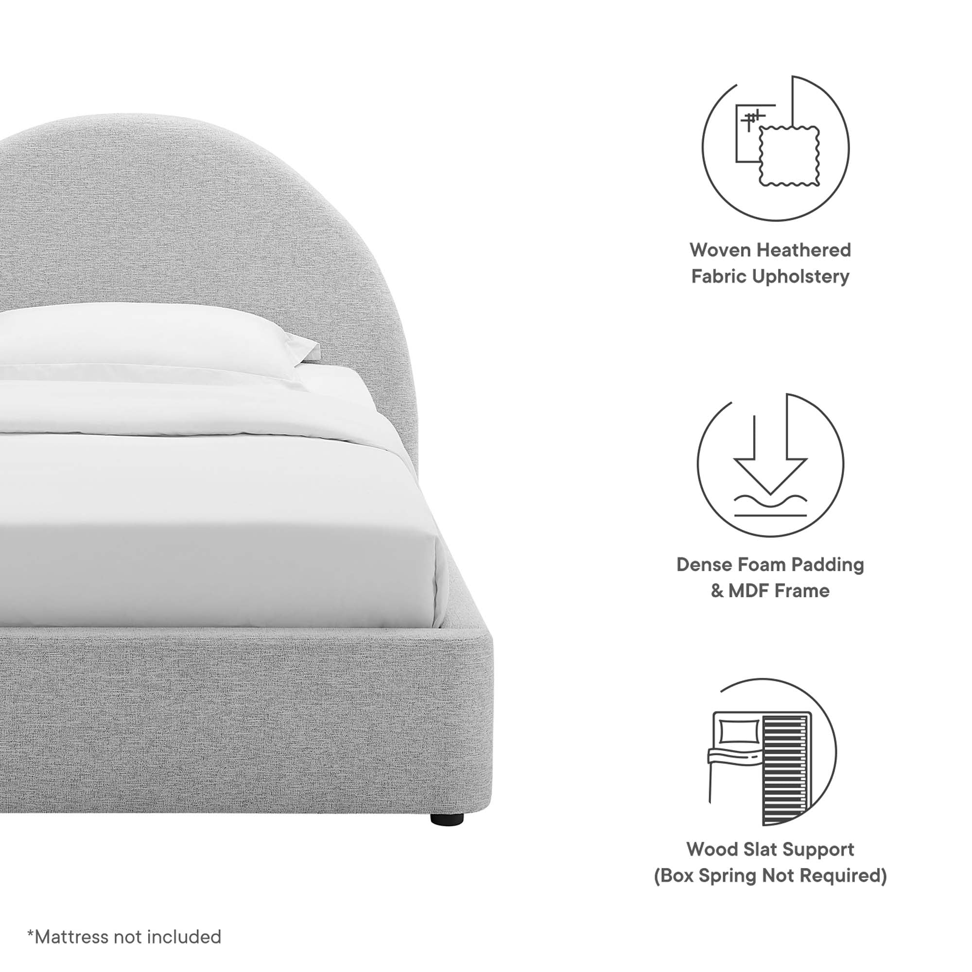 Modway Resort Upholstered Fabric Arched Round Twin Platform Bed