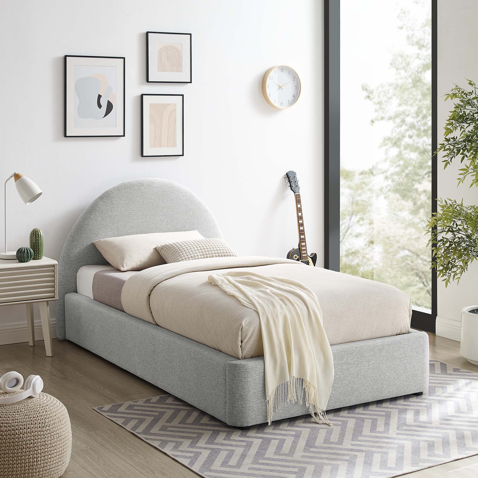 Modway Resort Upholstered Fabric Arched Round Twin Platform Bed