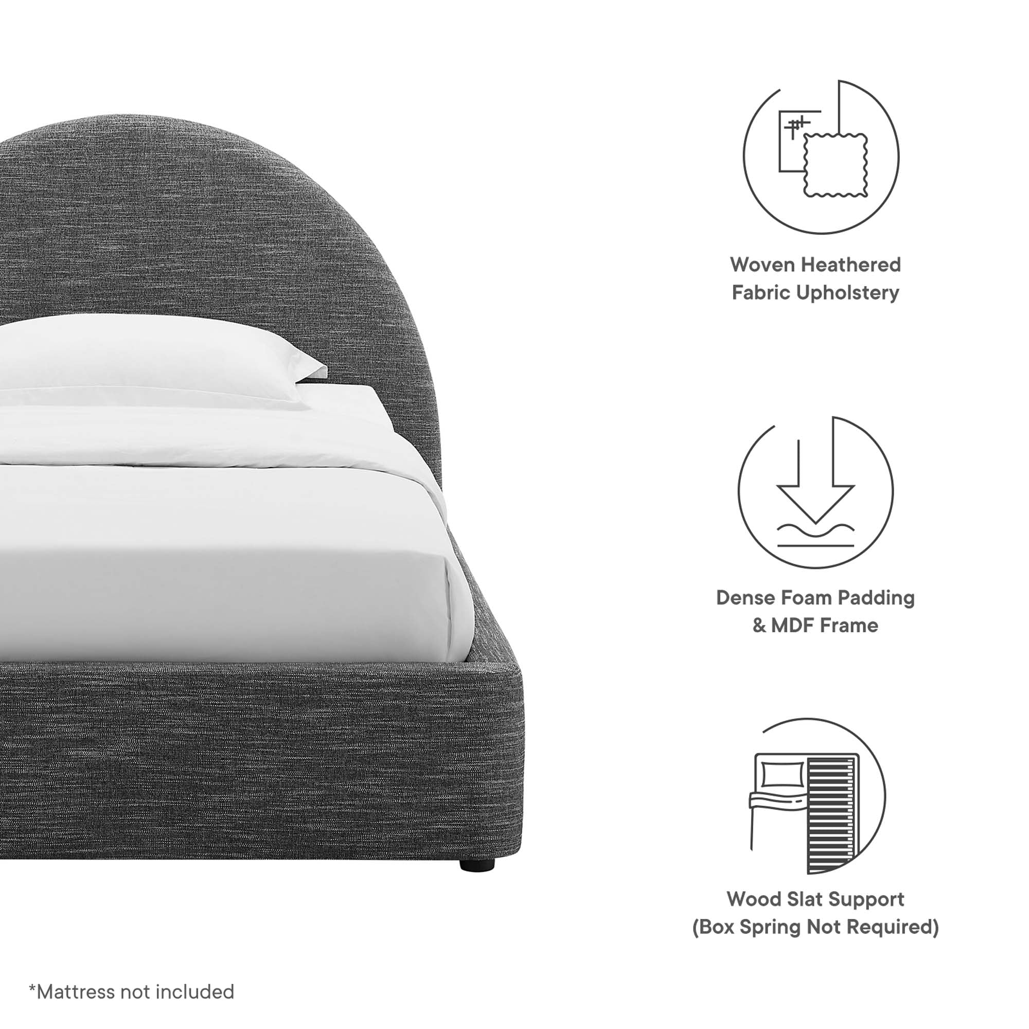 Modway Resort Upholstered Fabric Arched Round Twin Platform Bed