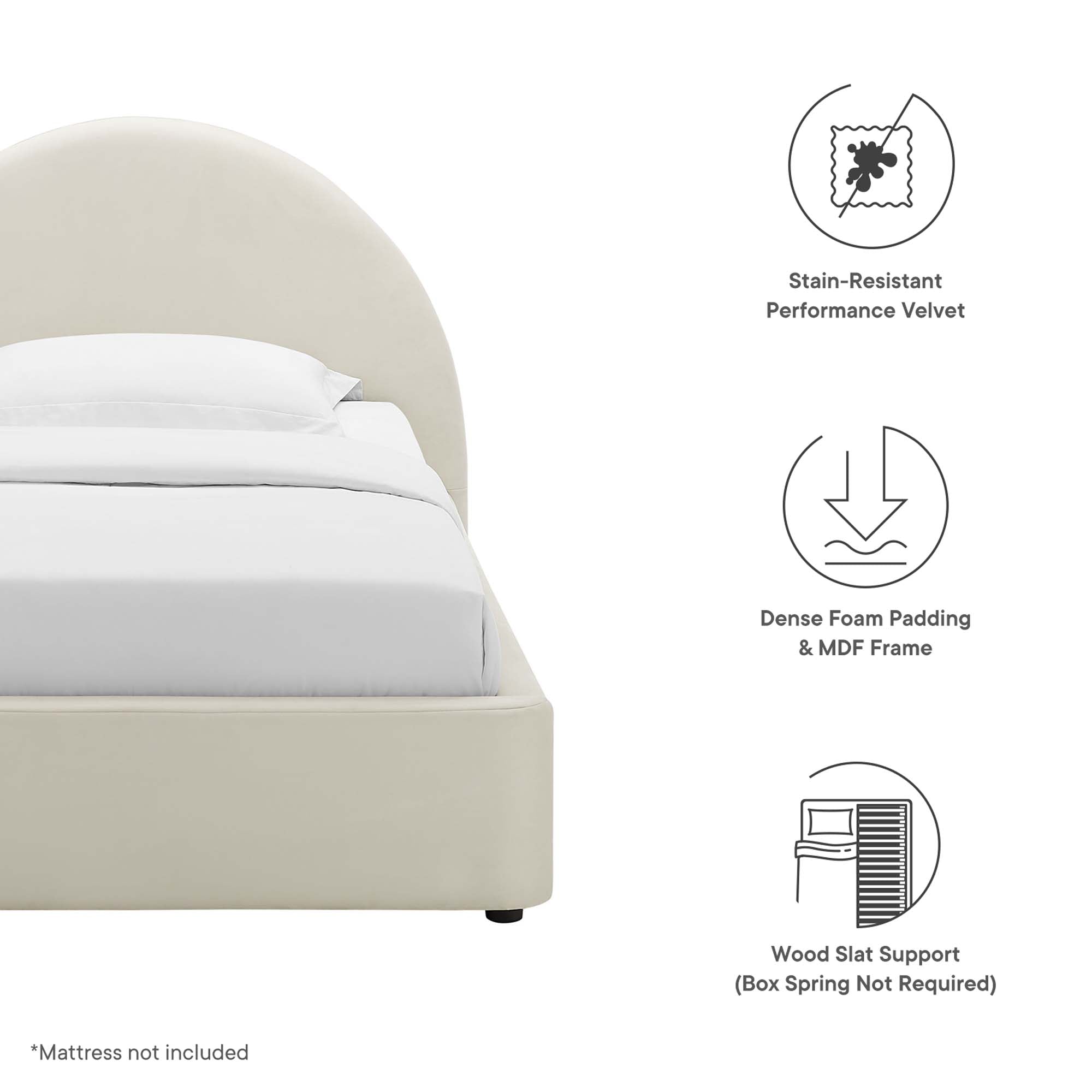 Modway Resort Performance Velvet Arched Round Twin Platform Bed