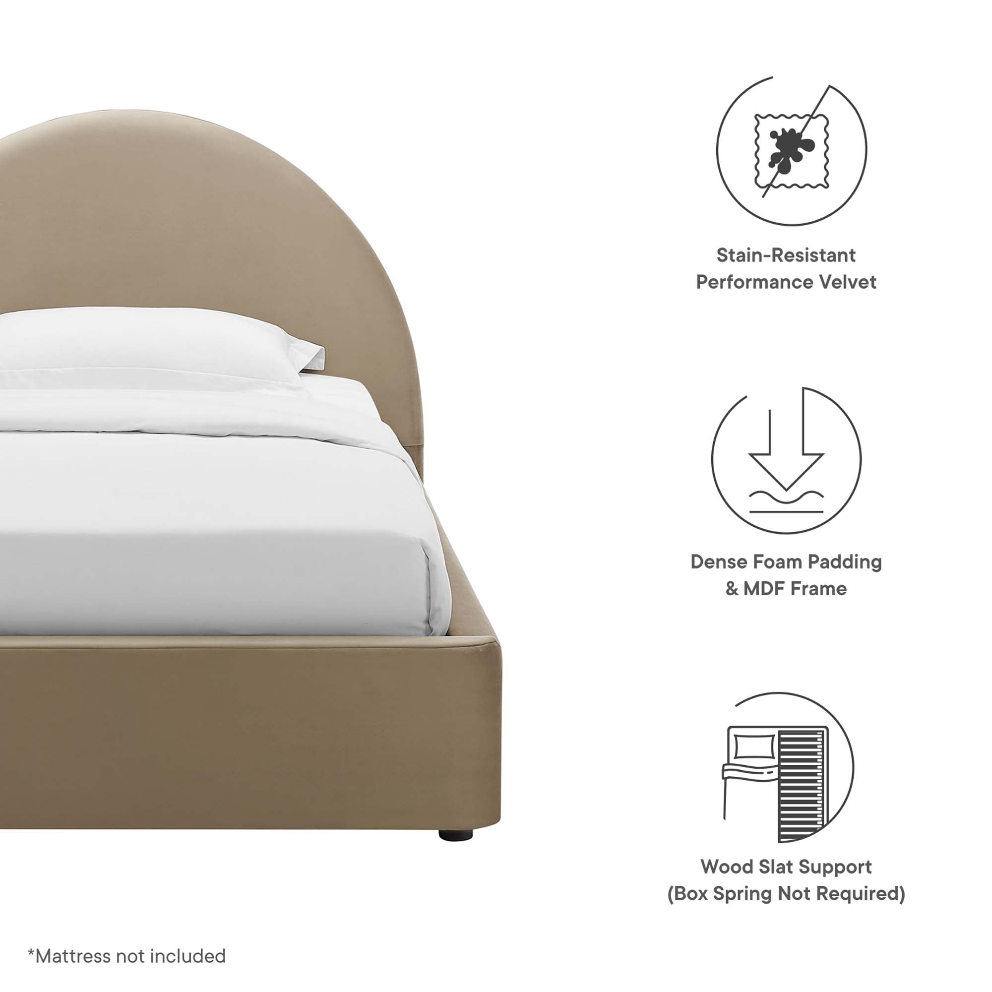 Modway Resort Performance Velvet Arched Round Twin Platform Bed
