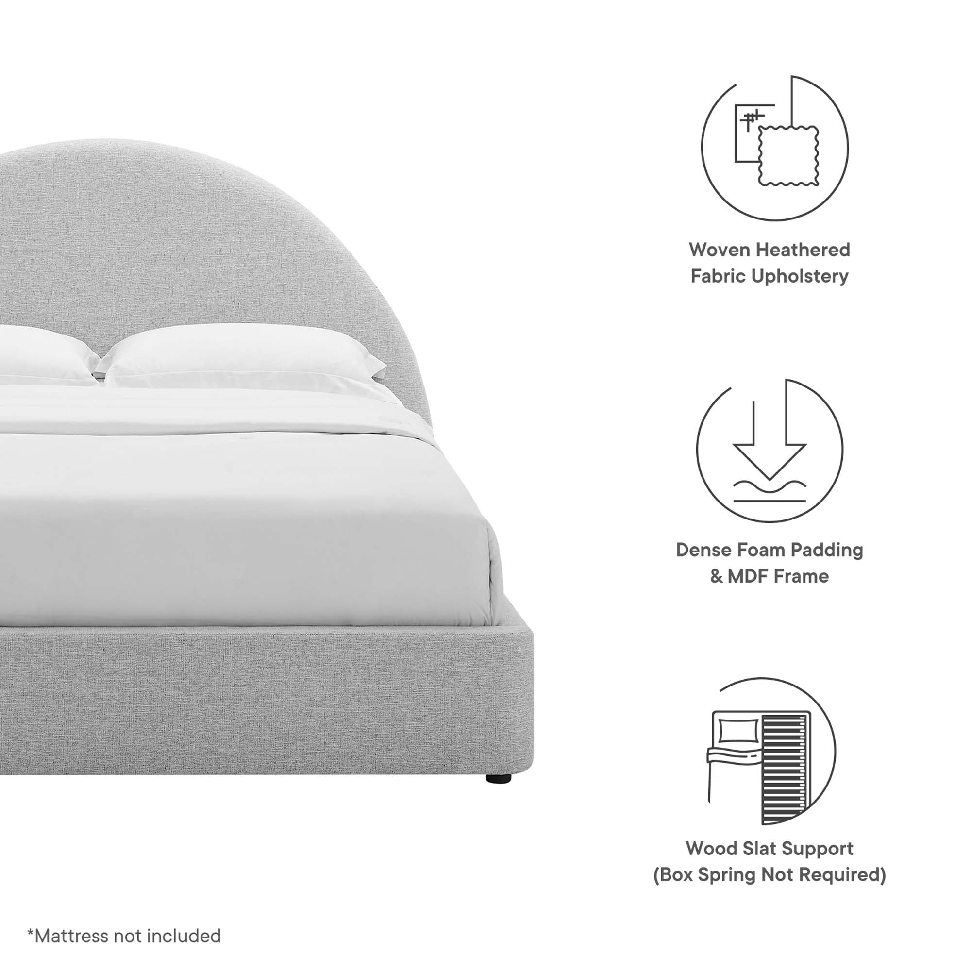 Modway Resort Upholstered Fabric Arched Round Full Platform Bed