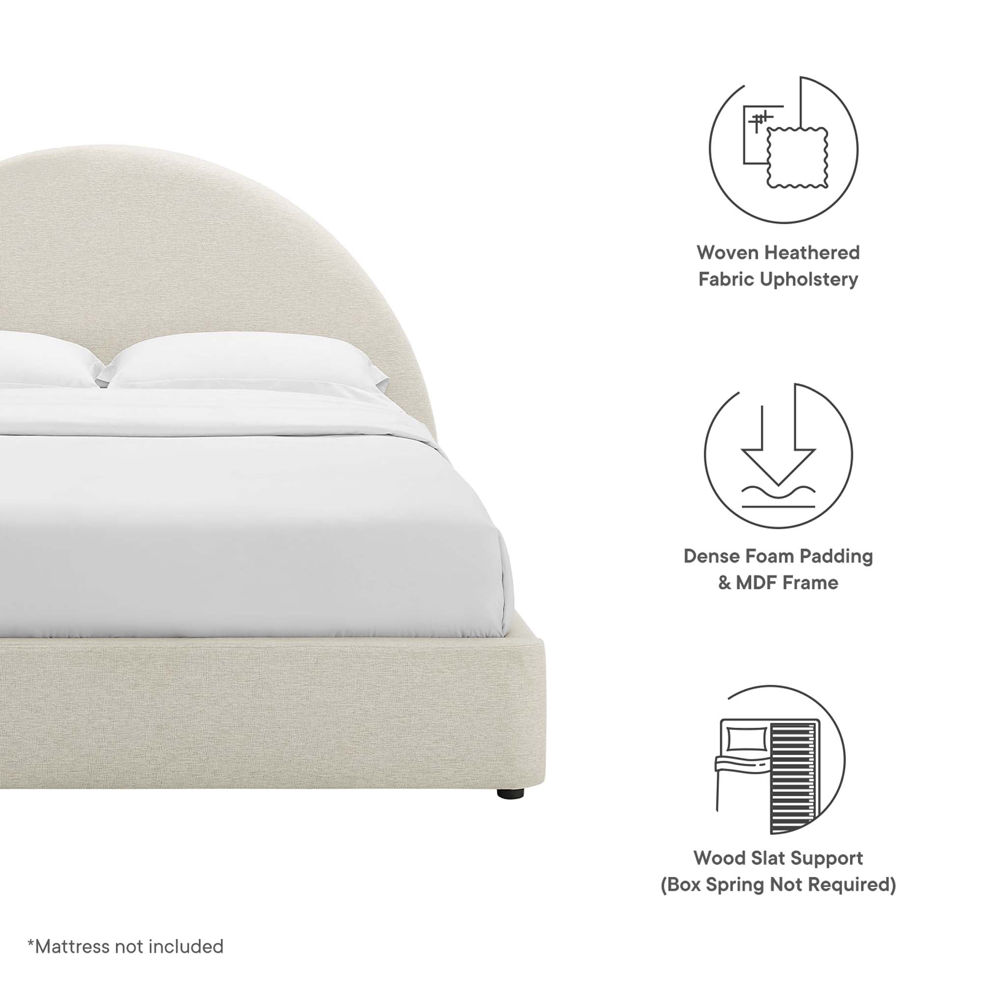 Modway Resort Upholstered Fabric Arched Round Queen Platform Bed