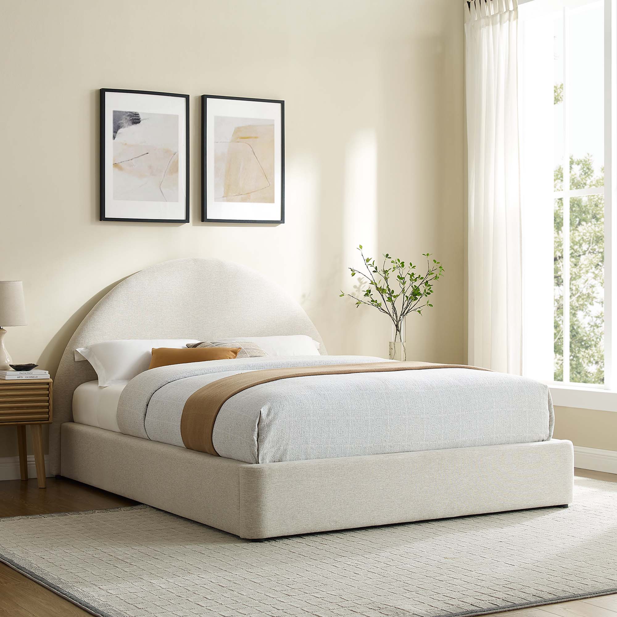 Modway Resort Upholstered Fabric Arched Round Queen Platform Bed