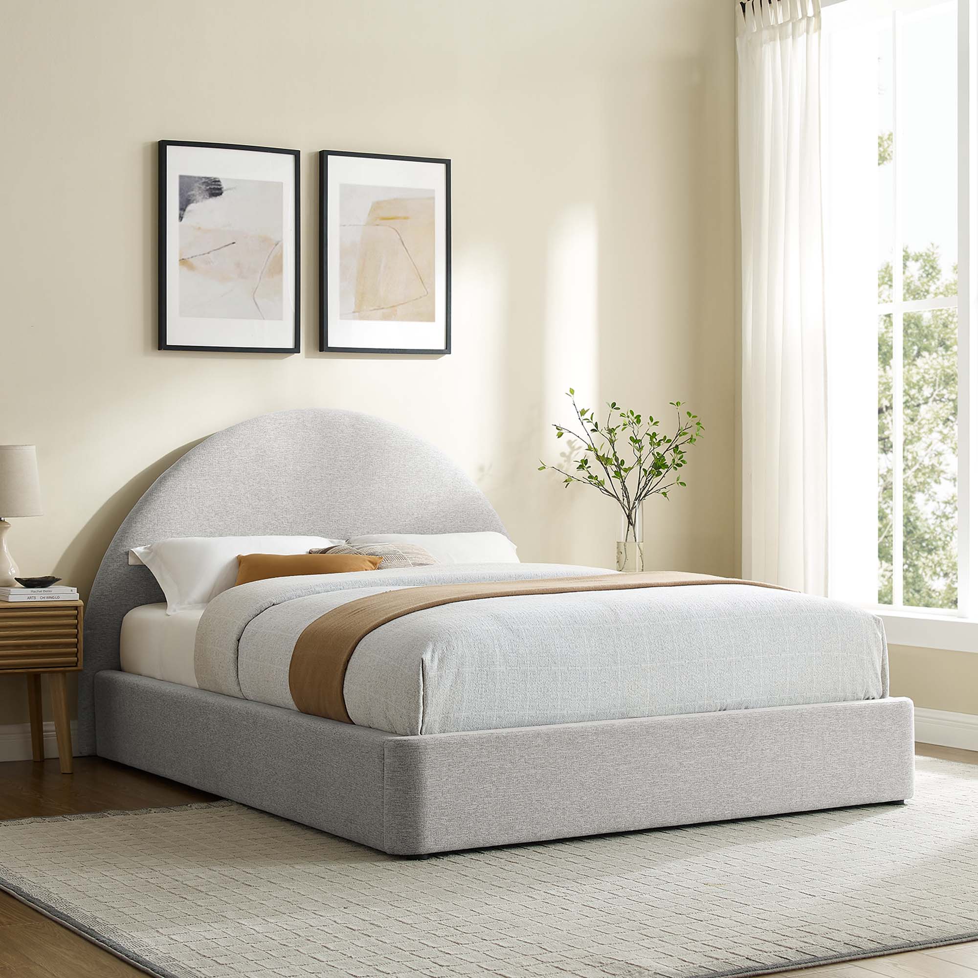 Modway Resort Upholstered Fabric Arched Round Queen Platform Bed