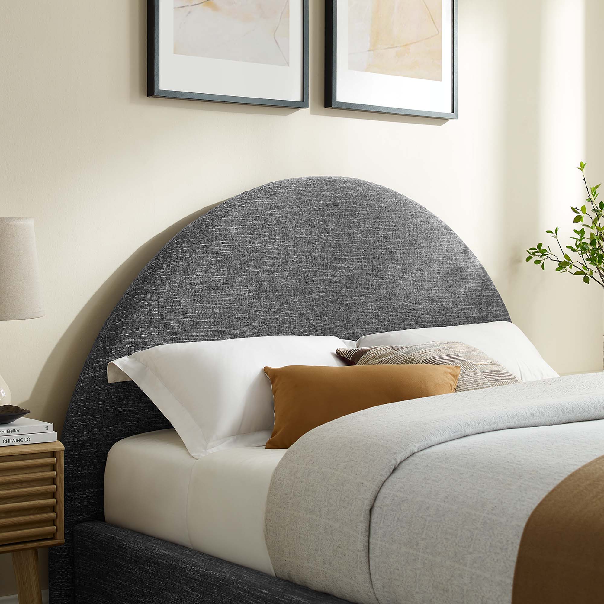 Modway Resort Upholstered Fabric Arched Round Queen Platform Bed