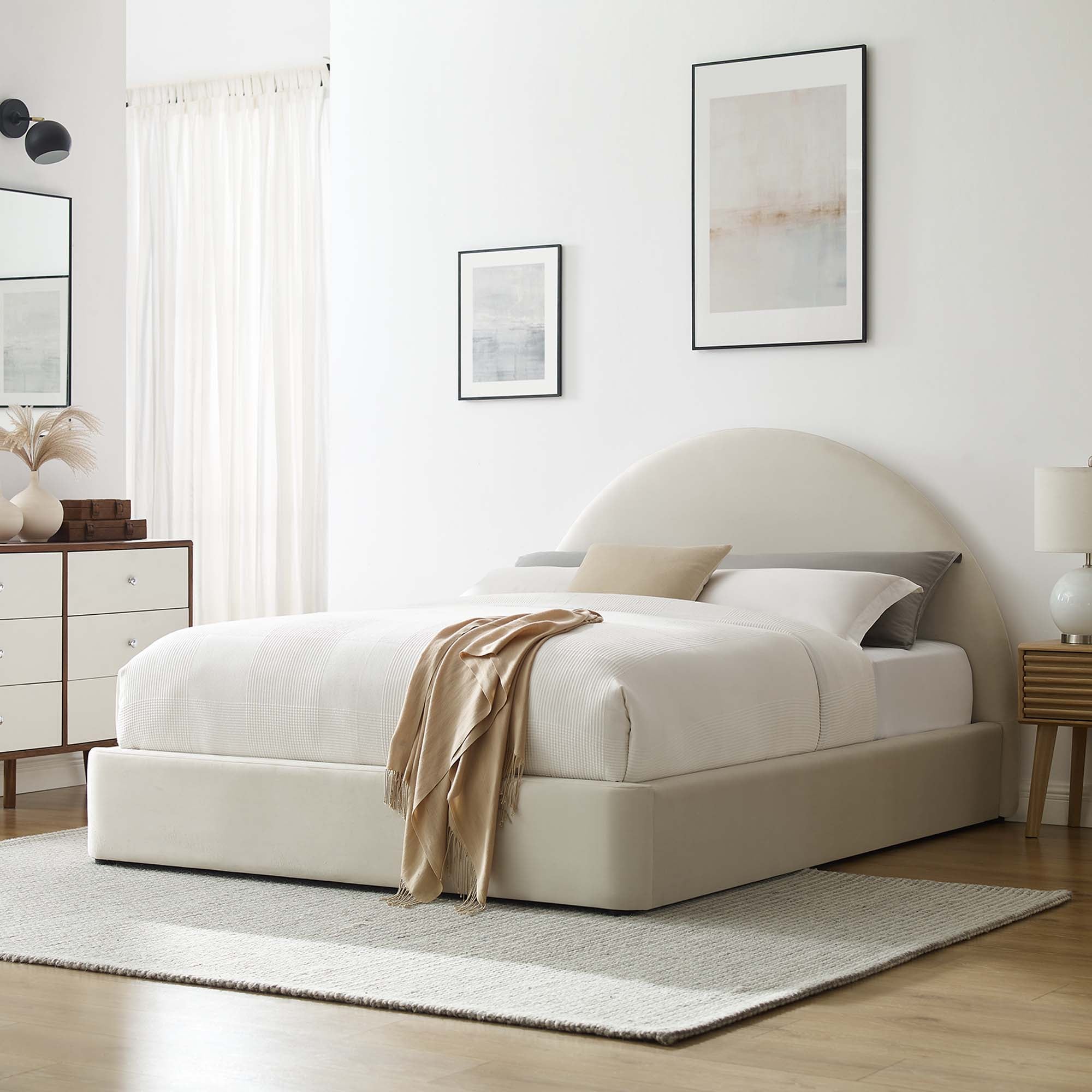 Modway Resort Performance Velvet Arched Round Queen Platform Bed