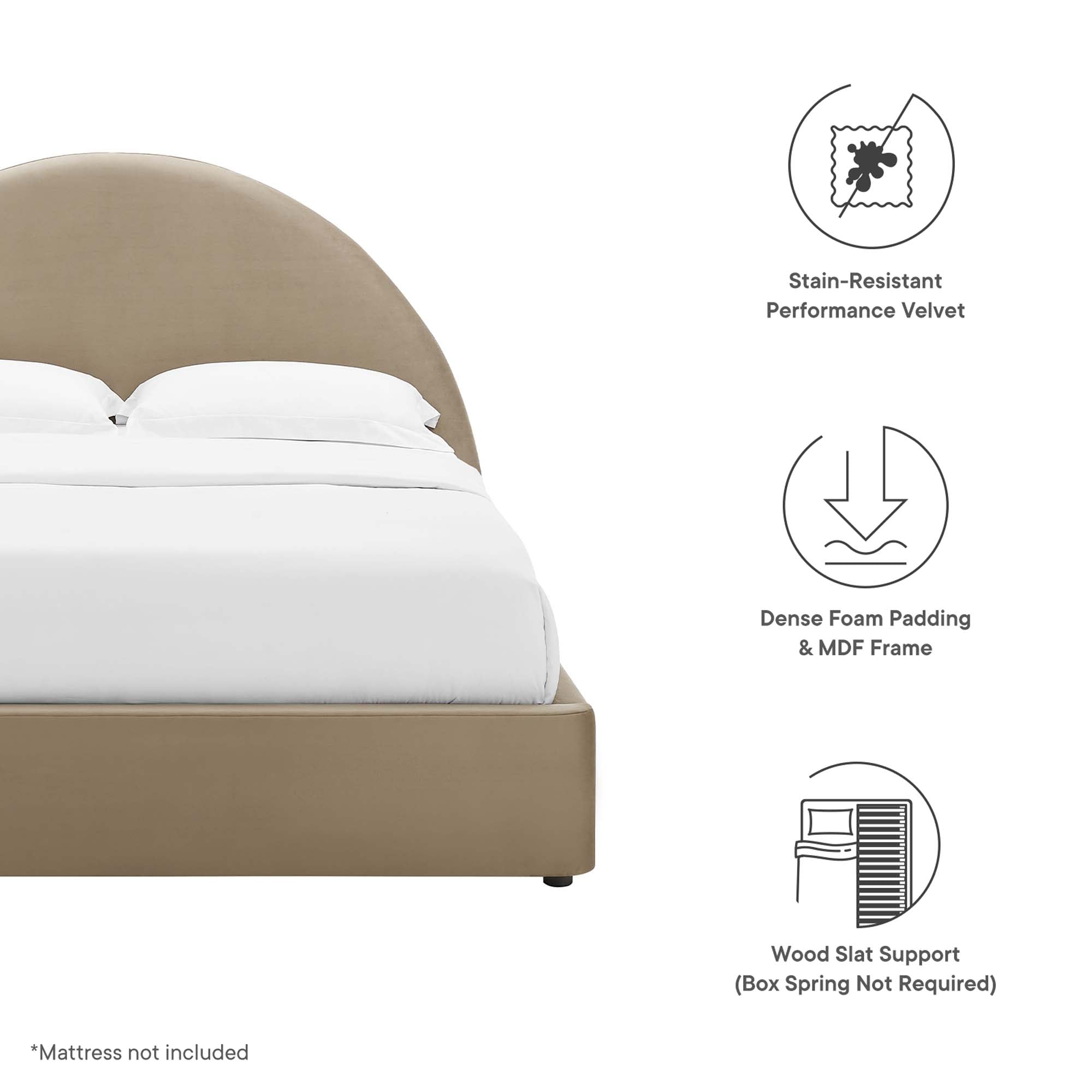 Modway Resort Performance Velvet Arched Round Queen Platform Bed