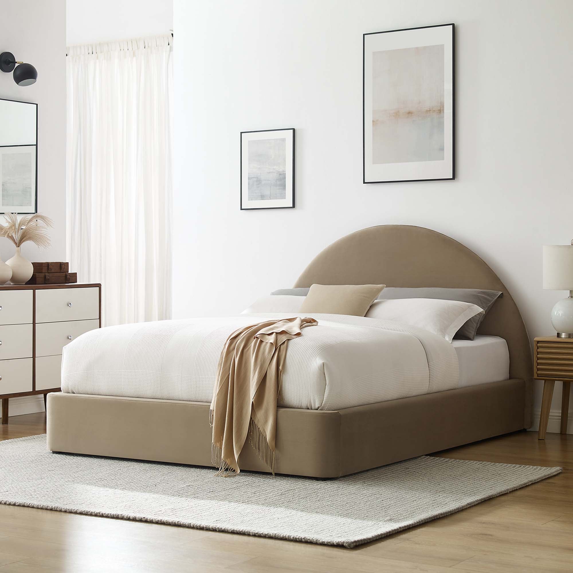 Modway Resort Performance Velvet Arched Round Queen Platform Bed