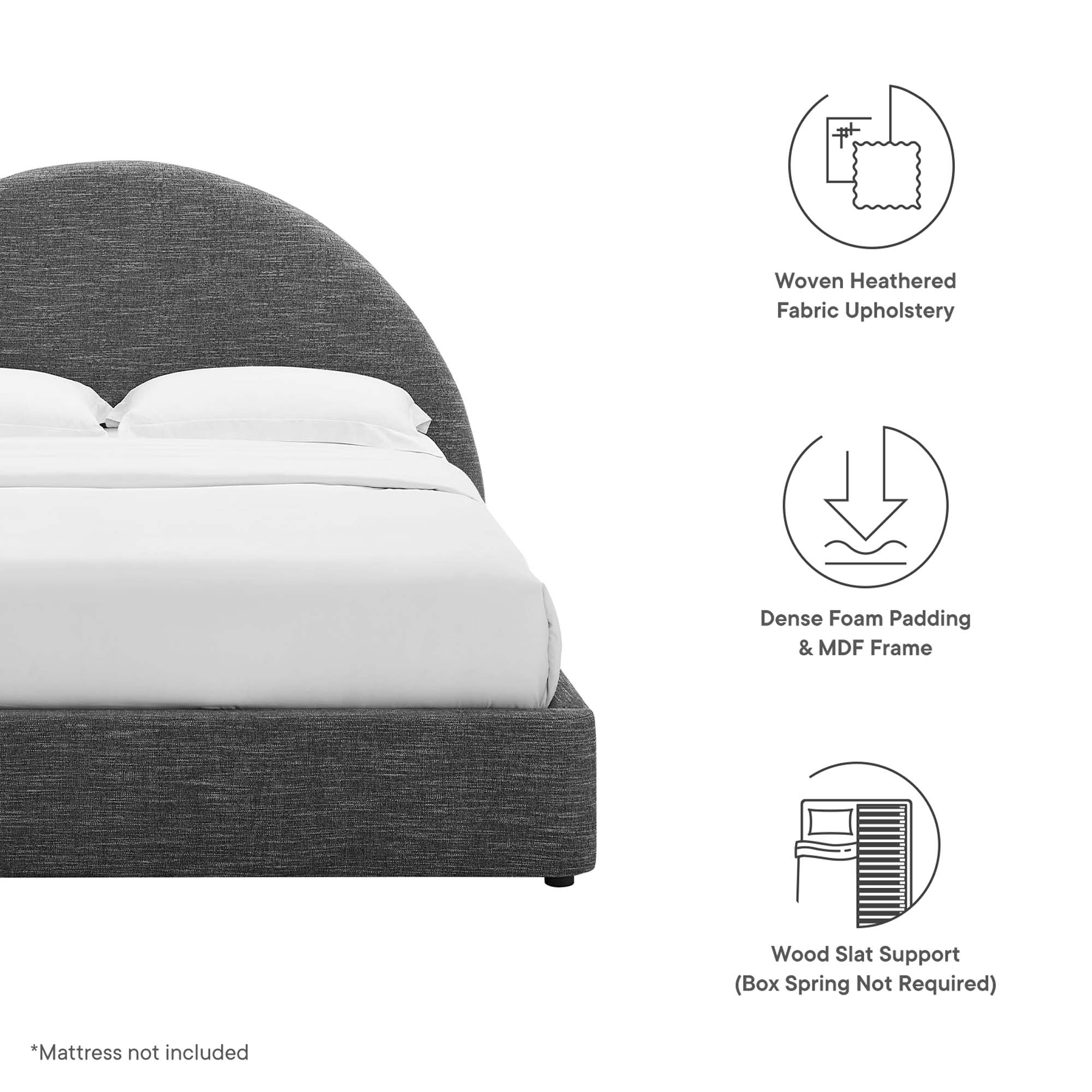 Modway Resort Upholstered Fabric Arched Round King Platform Bed