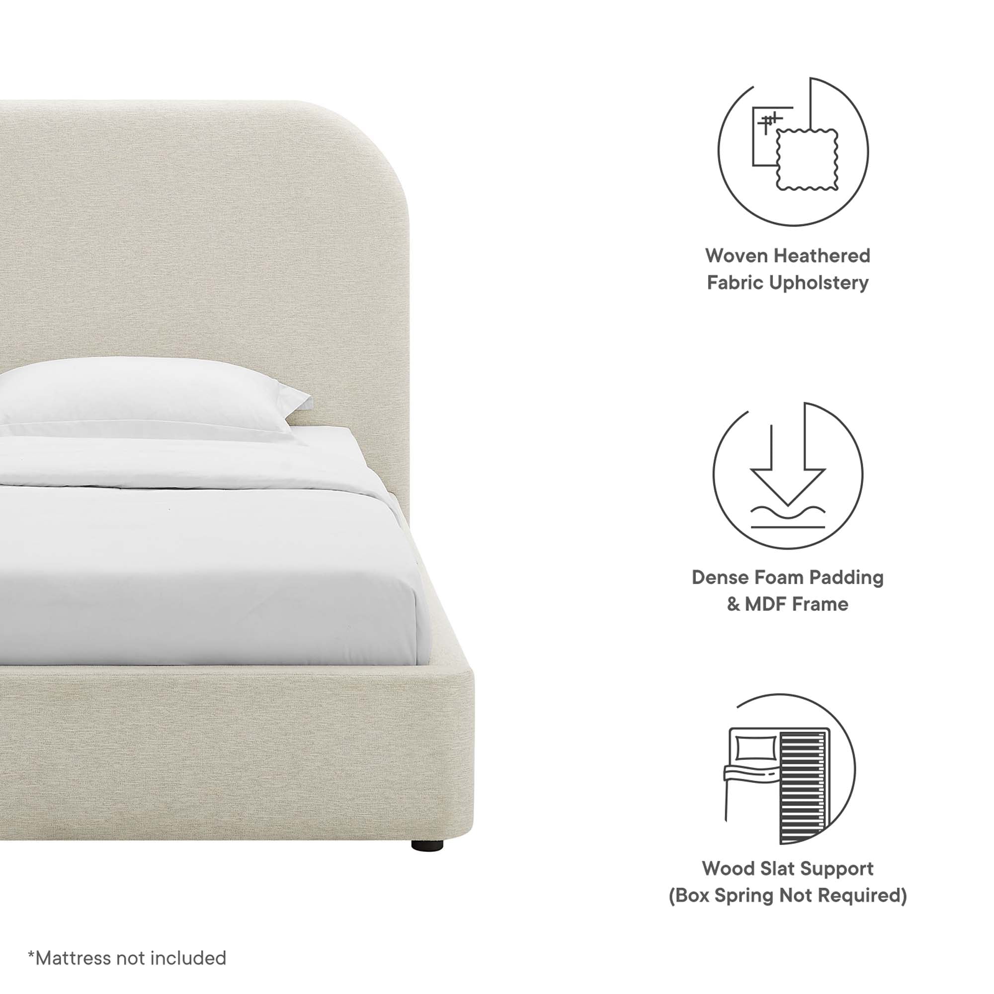 Modway Keynote Upholstered Fabric Curved Twin Platform Bed