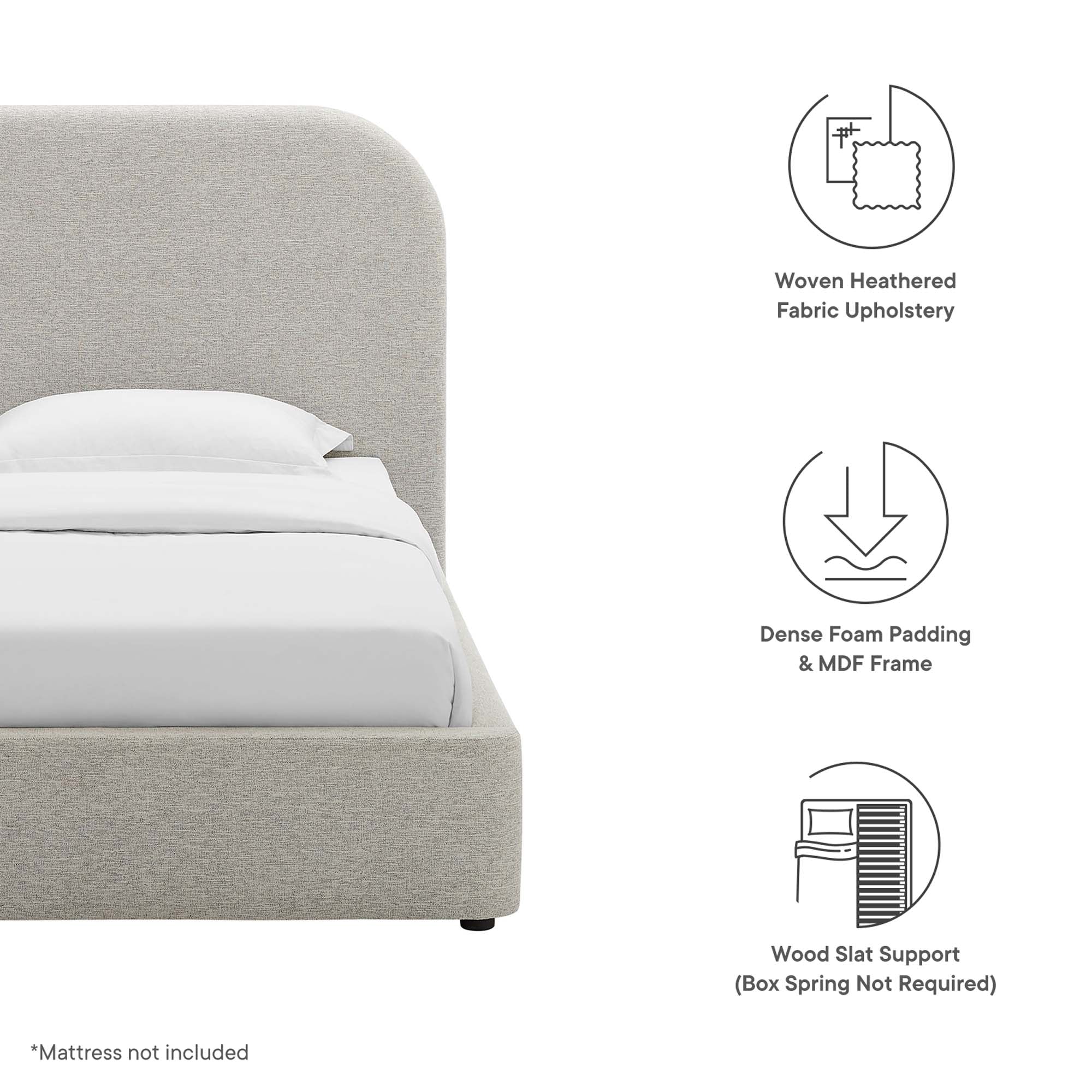 Modway Keynote Upholstered Fabric Curved Twin Platform Bed