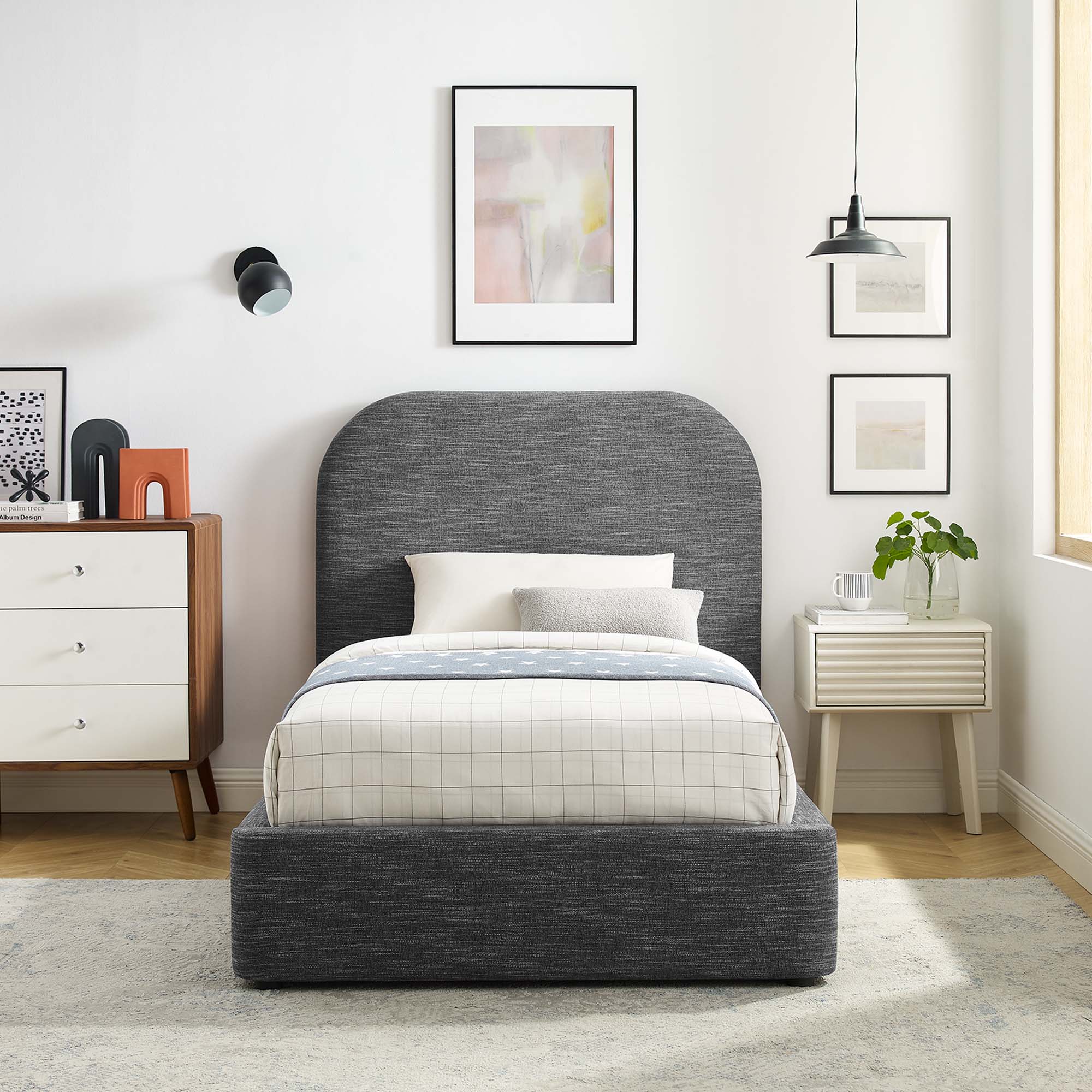 Modway Keynote Upholstered Fabric Curved Twin Platform Bed