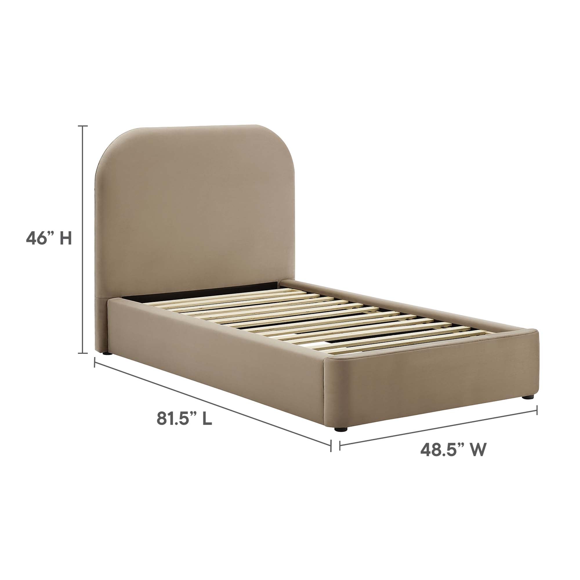 Modway Keynote Performance Velvet Curved Twin Platform Bed