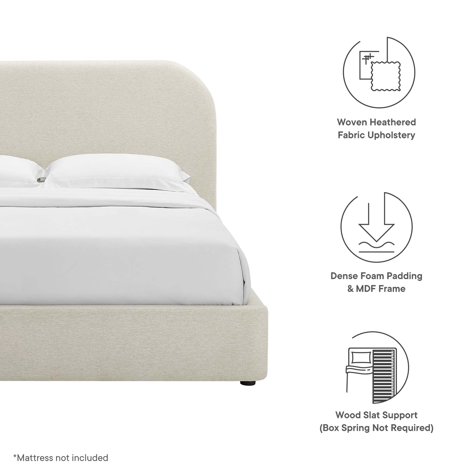 Modway Keynote Upholstered Fabric Curved Full Platform Bed