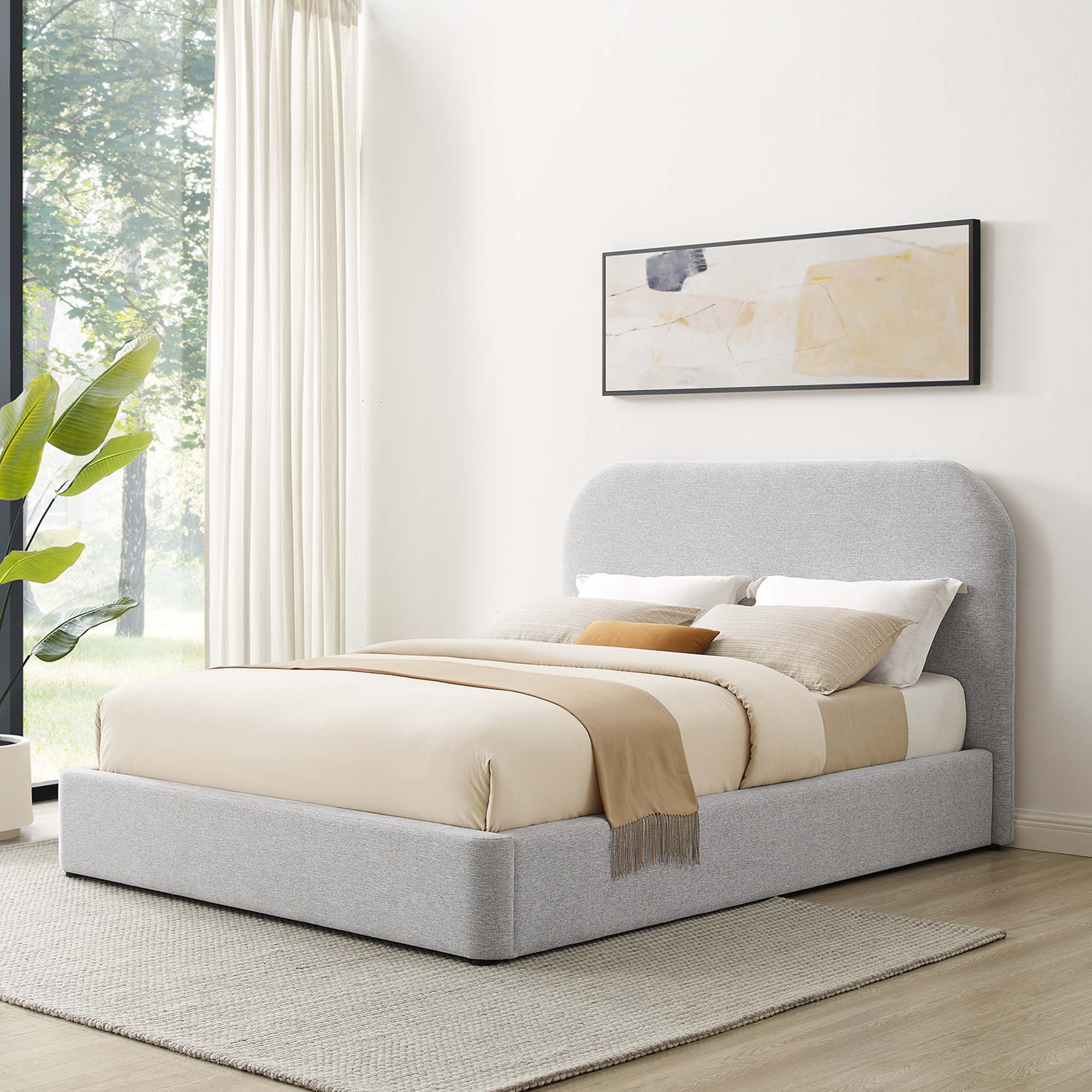 Modway Keynote Upholstered Fabric Curved Full Platform Bed