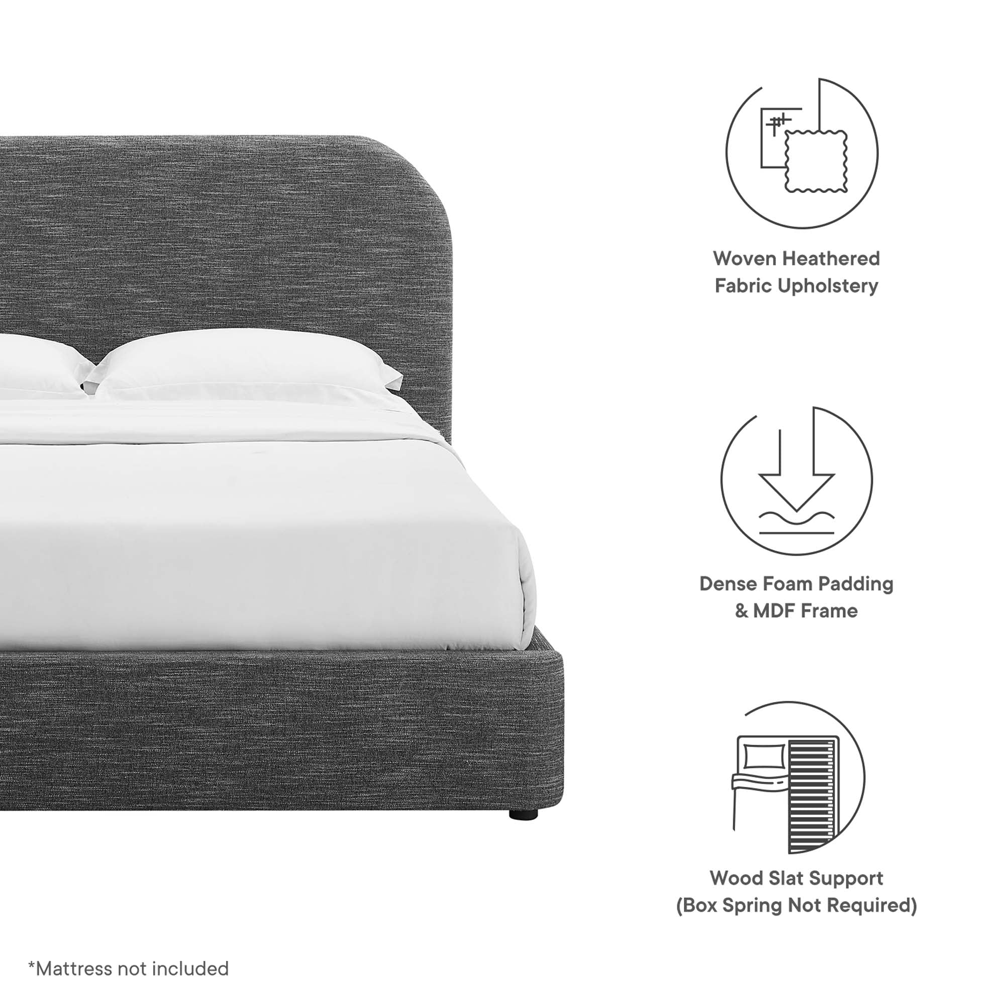 Modway Keynote Upholstered Fabric Curved Full Platform Bed