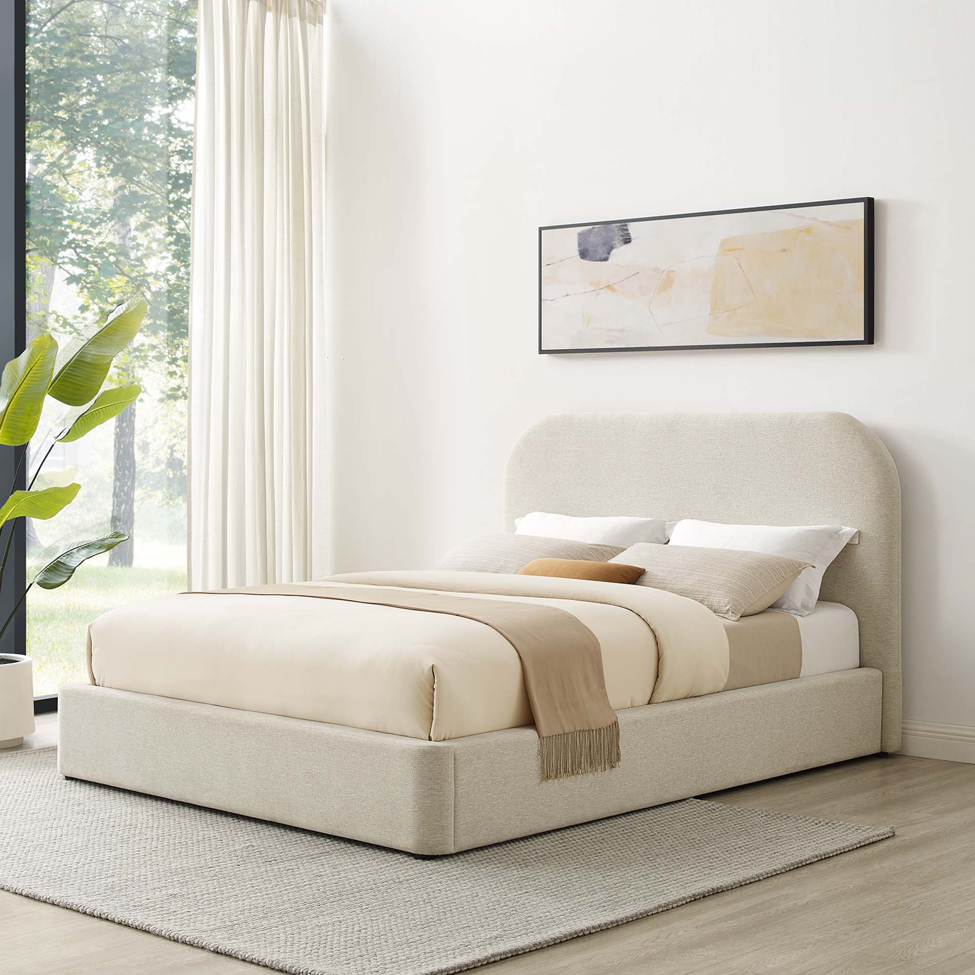 Modway Keynote Upholstered Fabric Curved Queen Platform Bed