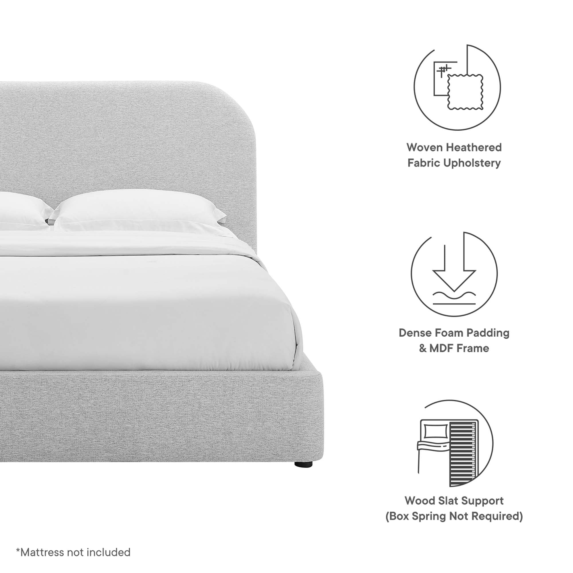 Modway Keynote Upholstered Fabric Curved Queen Platform Bed