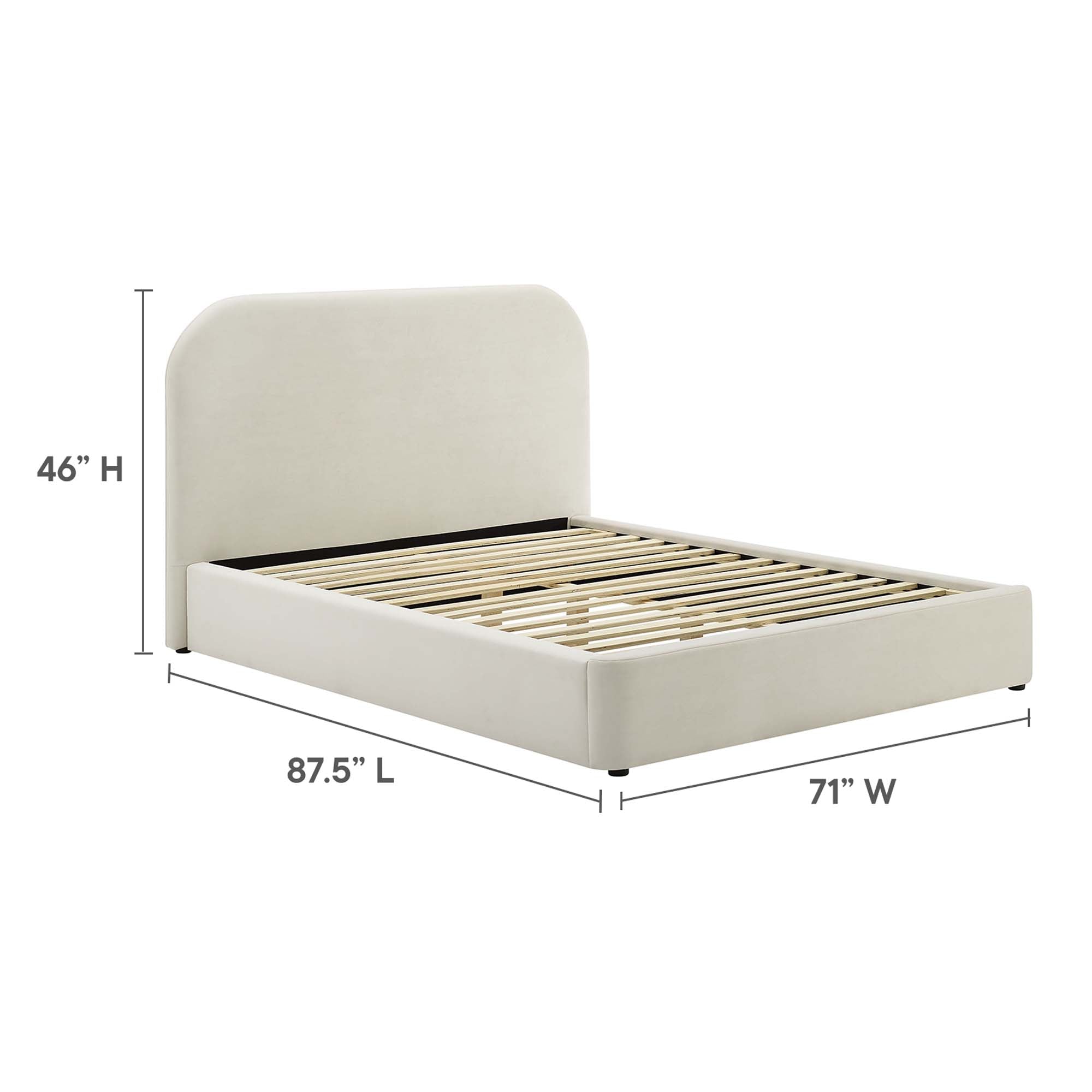 Modway Keynote Performance Velvet Curved Queen Platform Bed