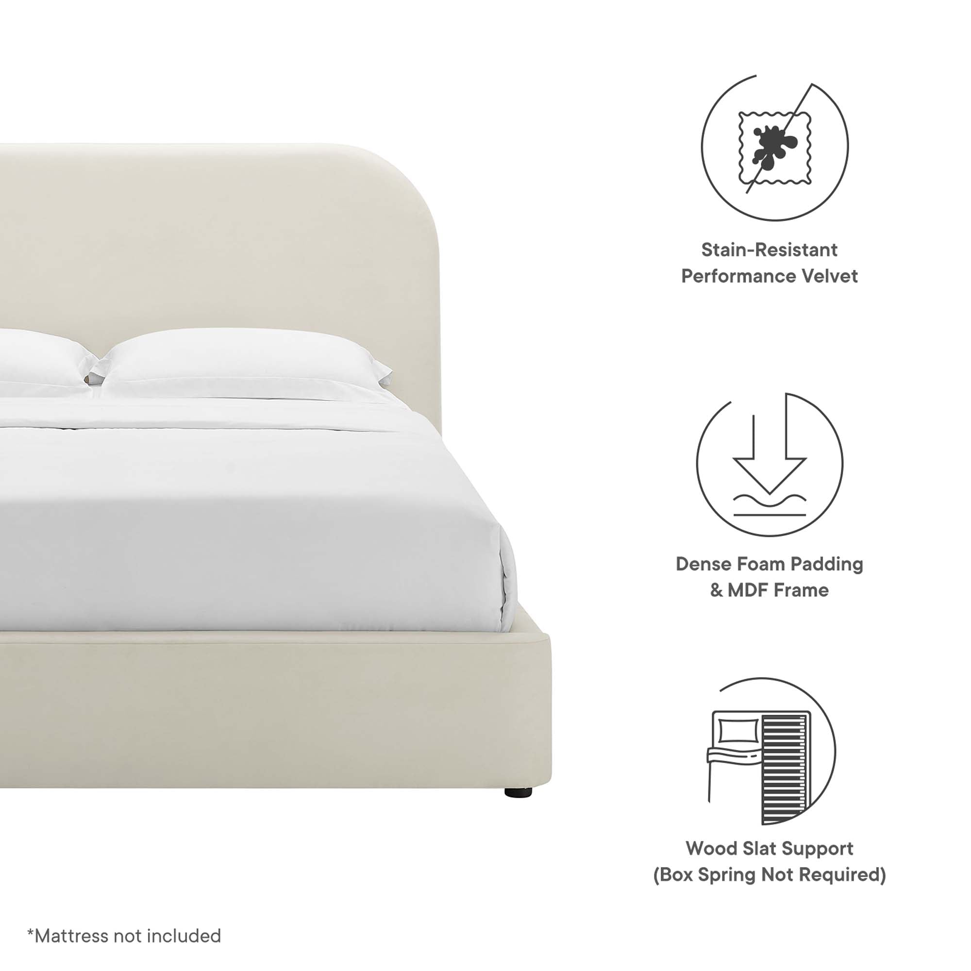 Modway Keynote Performance Velvet Curved King Platform Bed