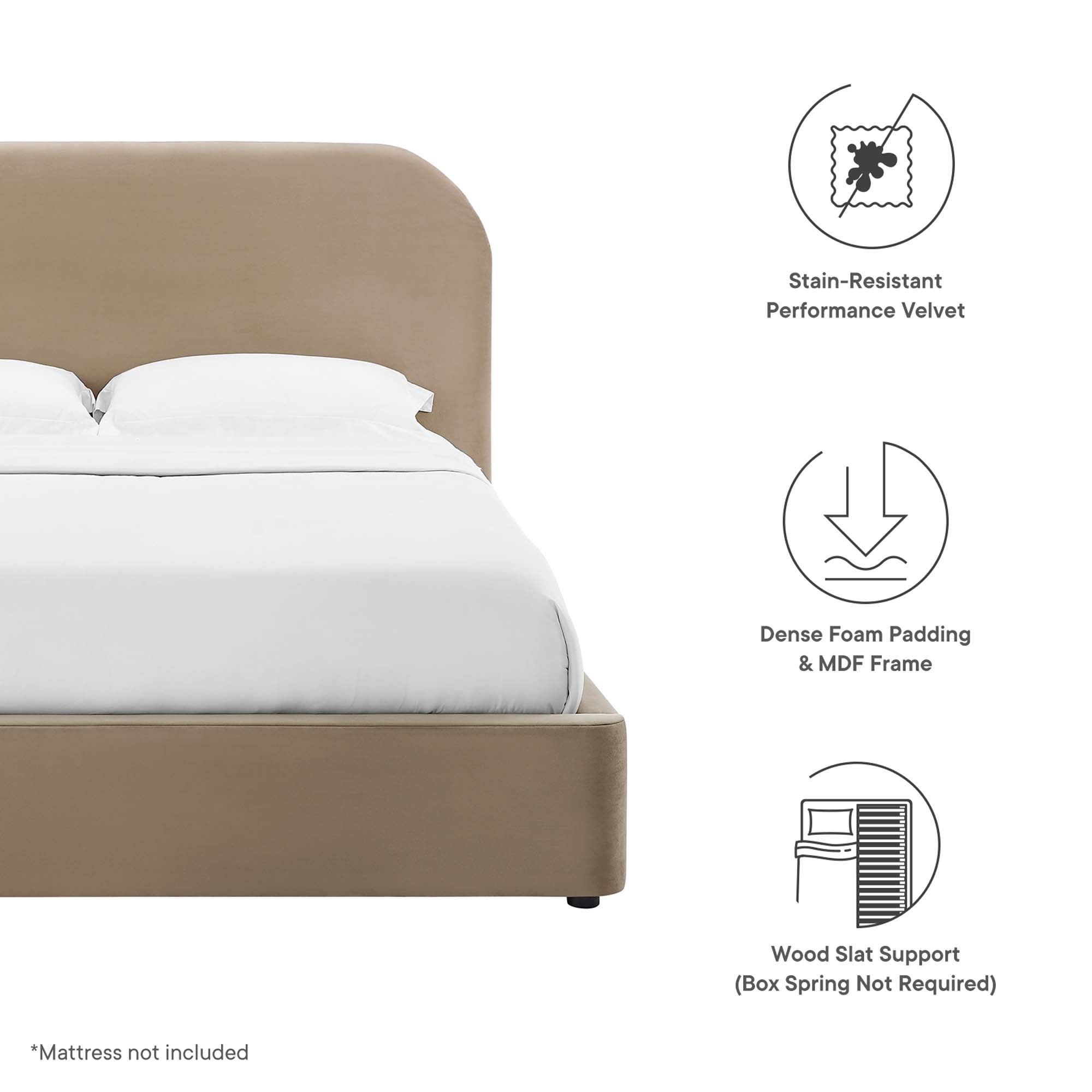 Modway Keynote Performance Velvet Curved King Platform Bed