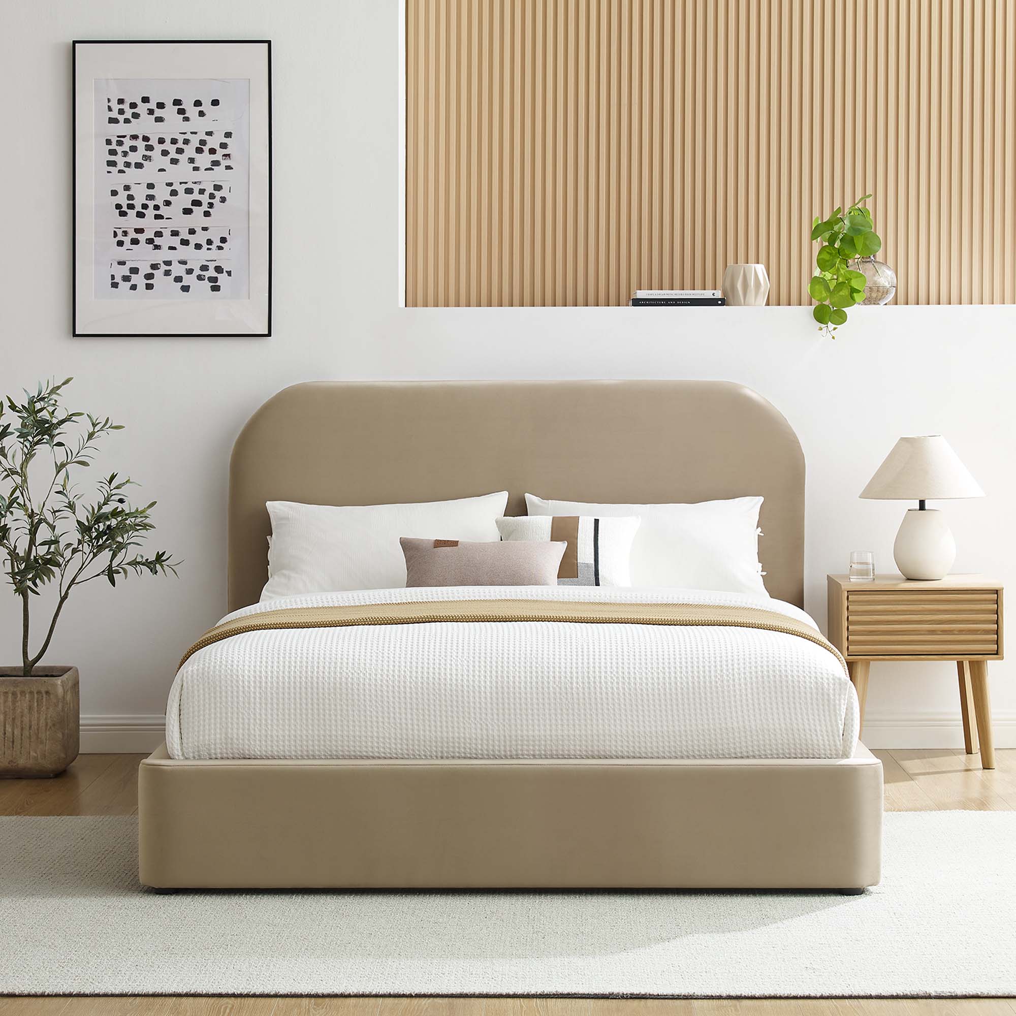 Modway Keynote Performance Velvet Curved King Platform Bed