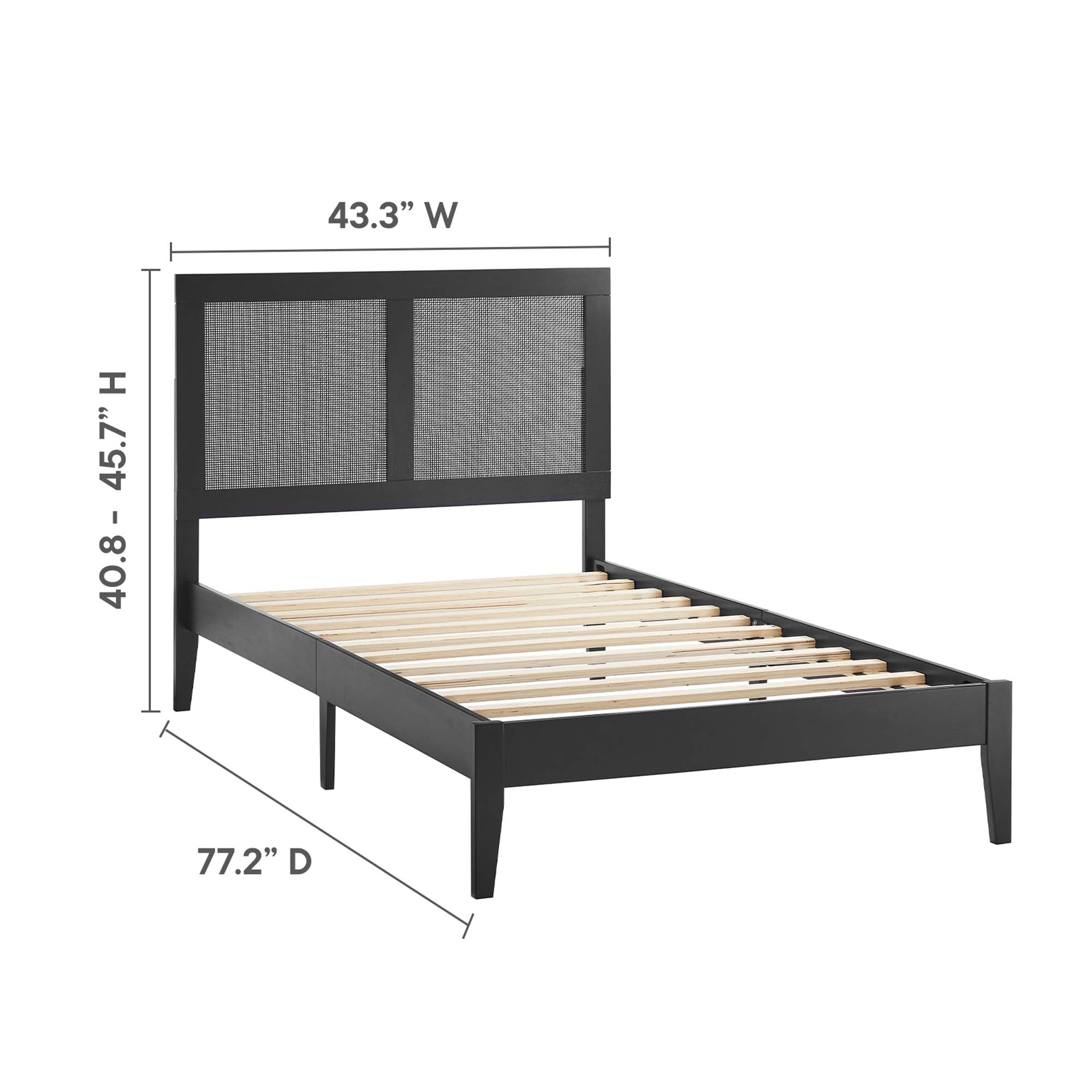 Modway Sirocco Rattan and Wood Twin Platform Bed