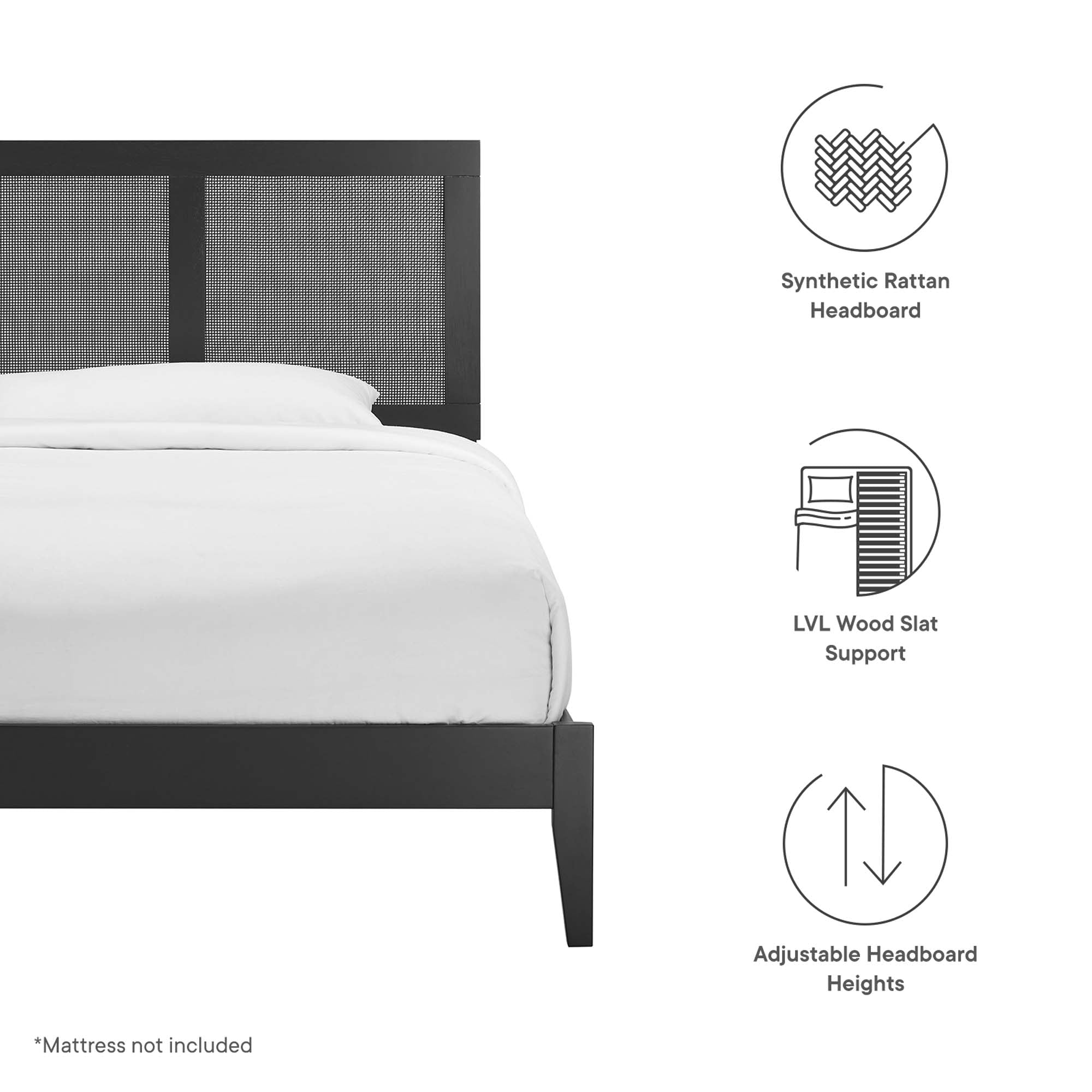 Modway Sirocco Rattan and Wood Twin Platform Bed
