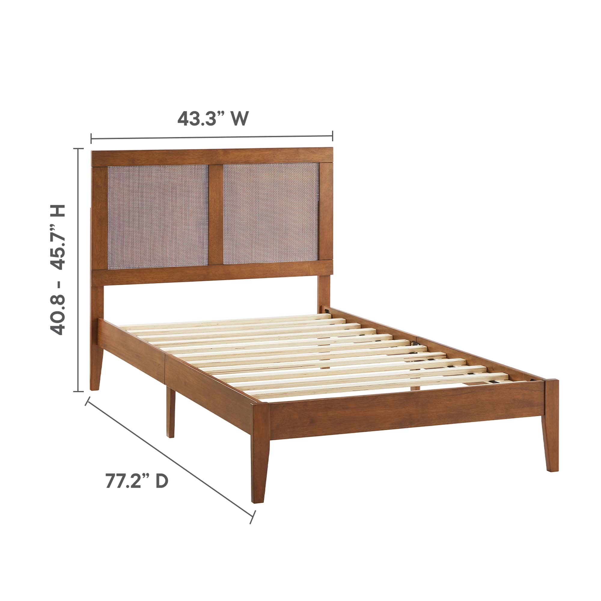 Modway Sirocco Rattan and Wood Twin Platform Bed
