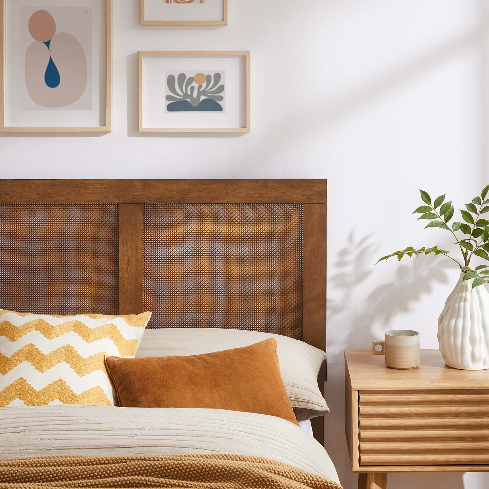 Modway Sirocco Rattan and Wood Twin Platform Bed
