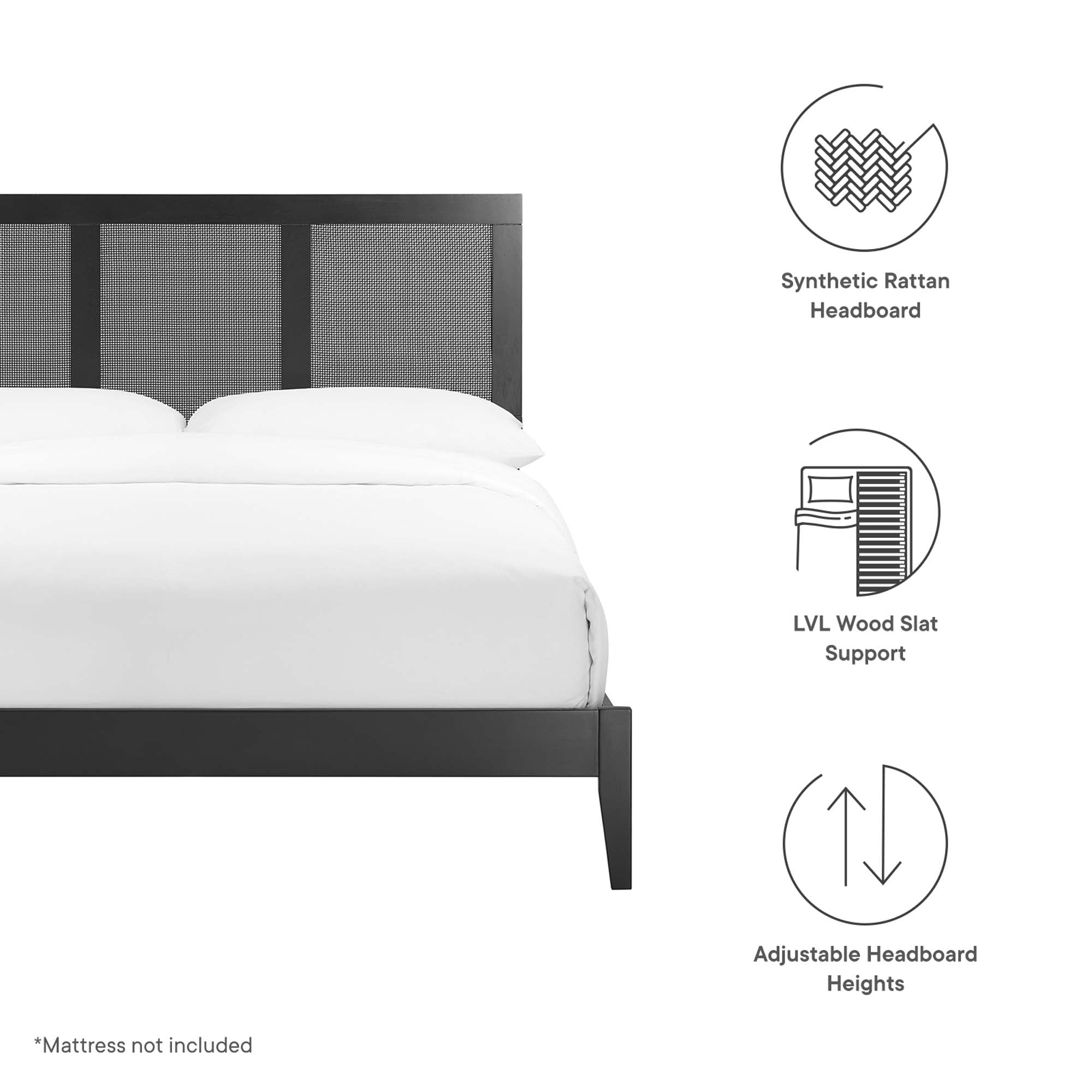 Modway Sirocco Rattan and Wood Full Platform Bed