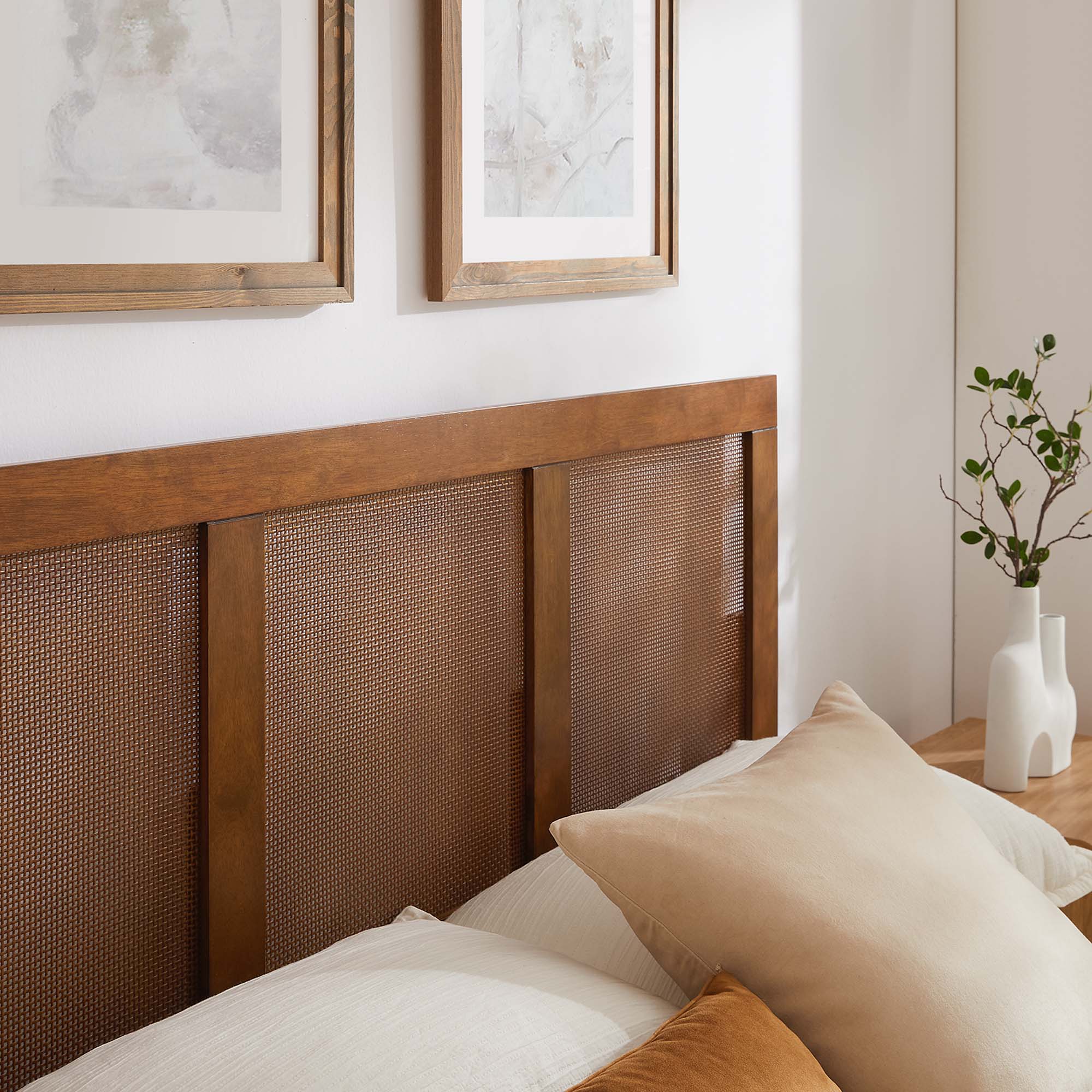 Modway Sirocco Rattan and Wood Full Platform Bed