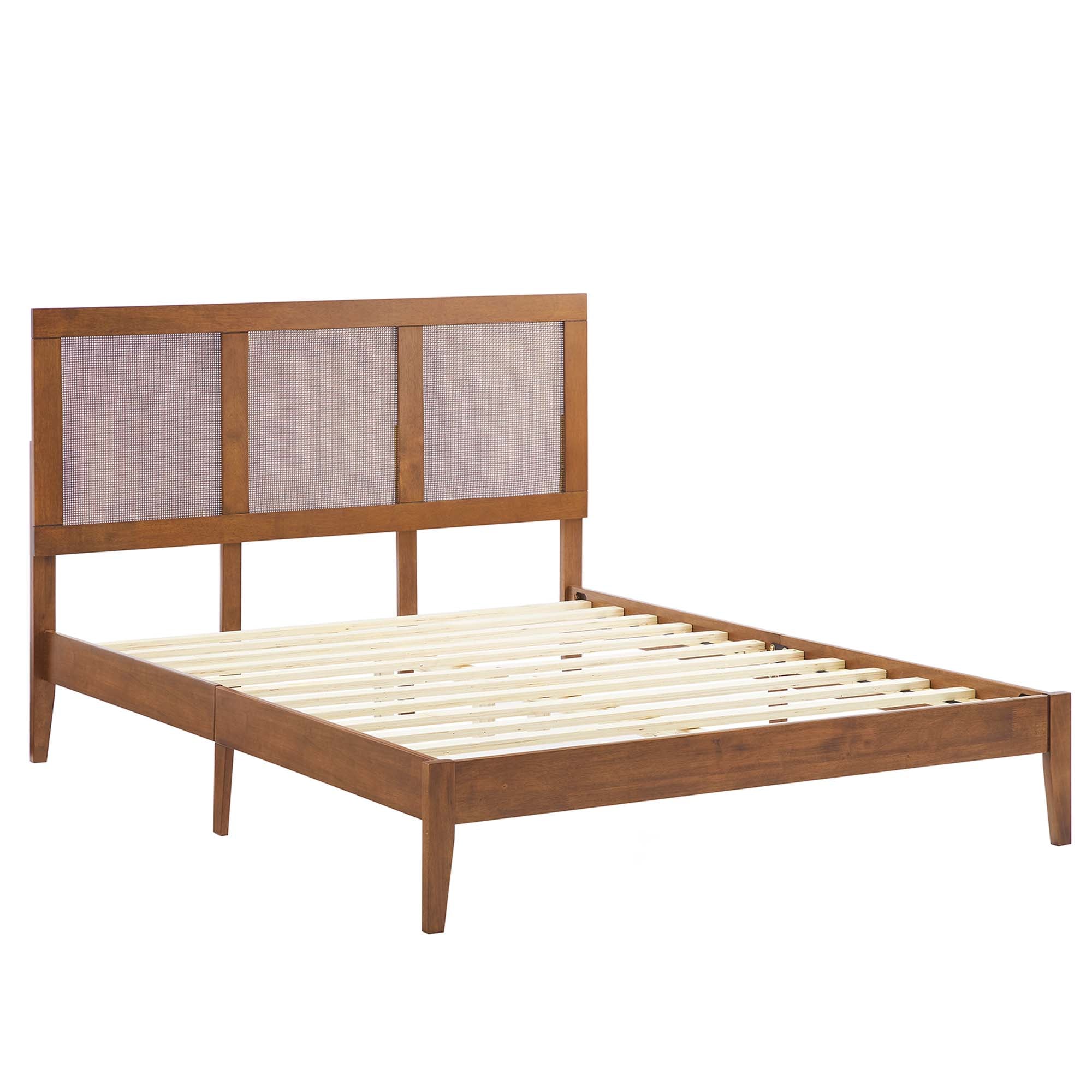 Modway Sirocco Rattan and Wood Full Platform Bed