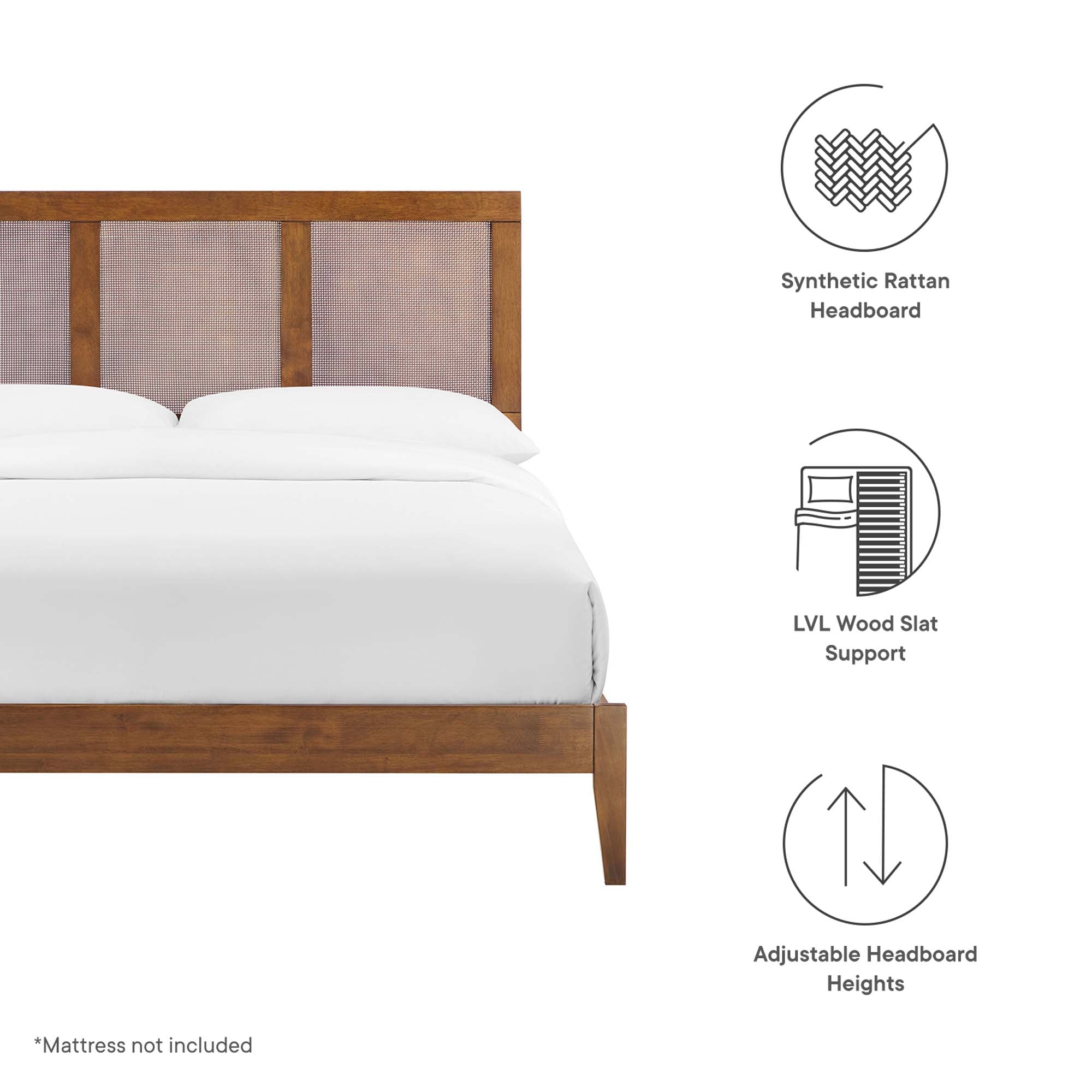 Modway Sirocco Rattan and Wood Full Platform Bed