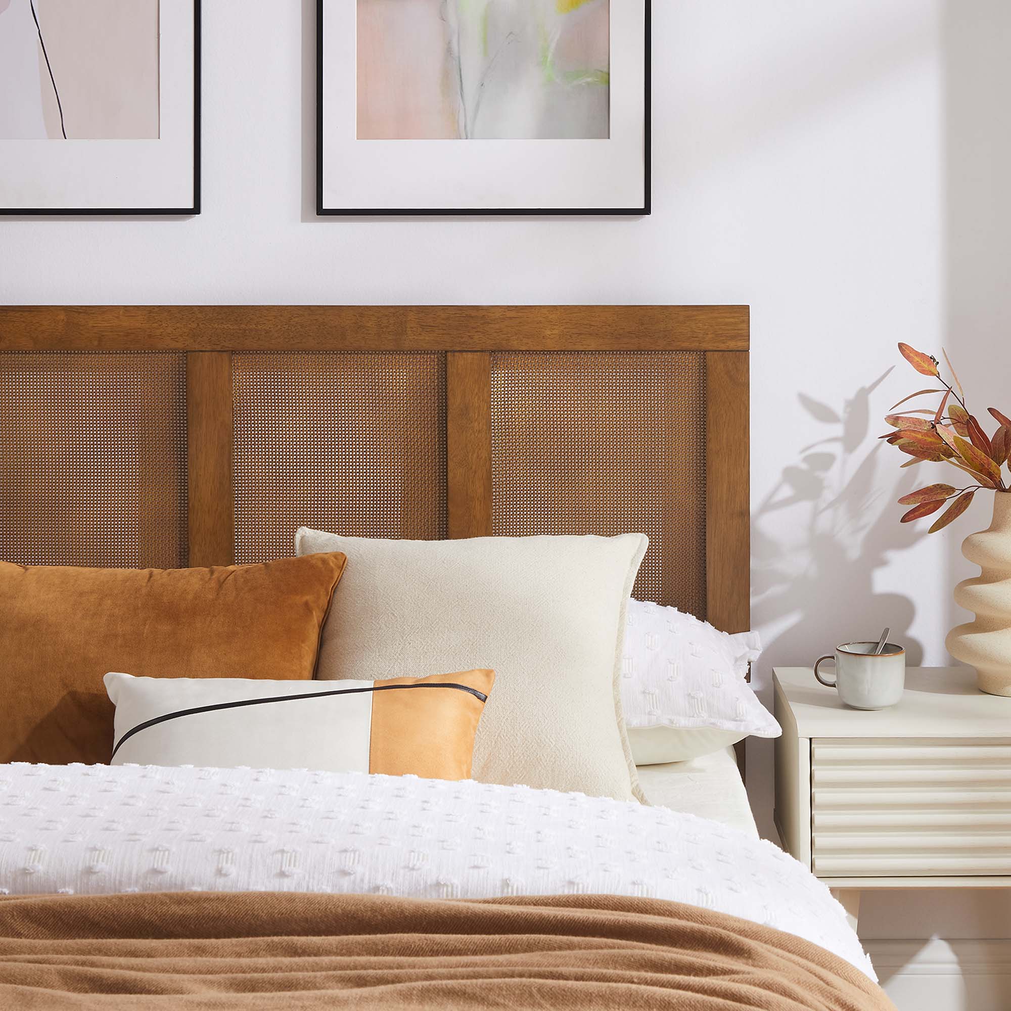 Modway Sirocco Rattan and Wood Queen Platform Bed
