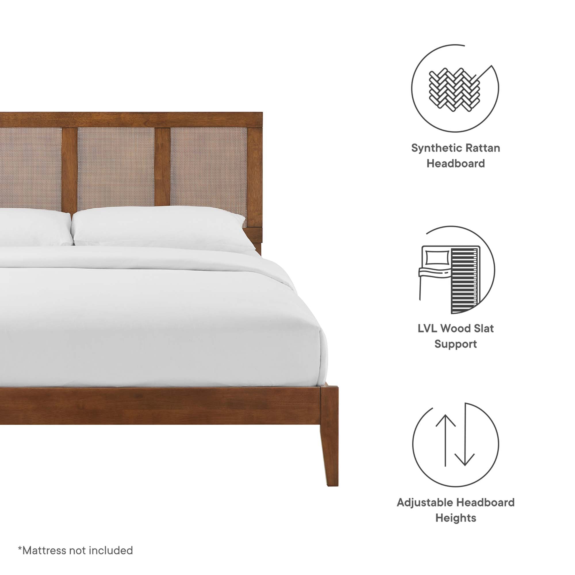 Modway Sirocco Rattan and Wood Queen Platform Bed